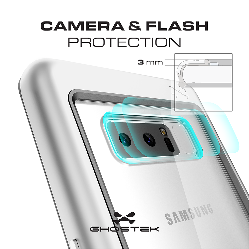 Galaxy Note 8 Punk Case, Ghostek Atomic Slim Shockproof Case, Silver