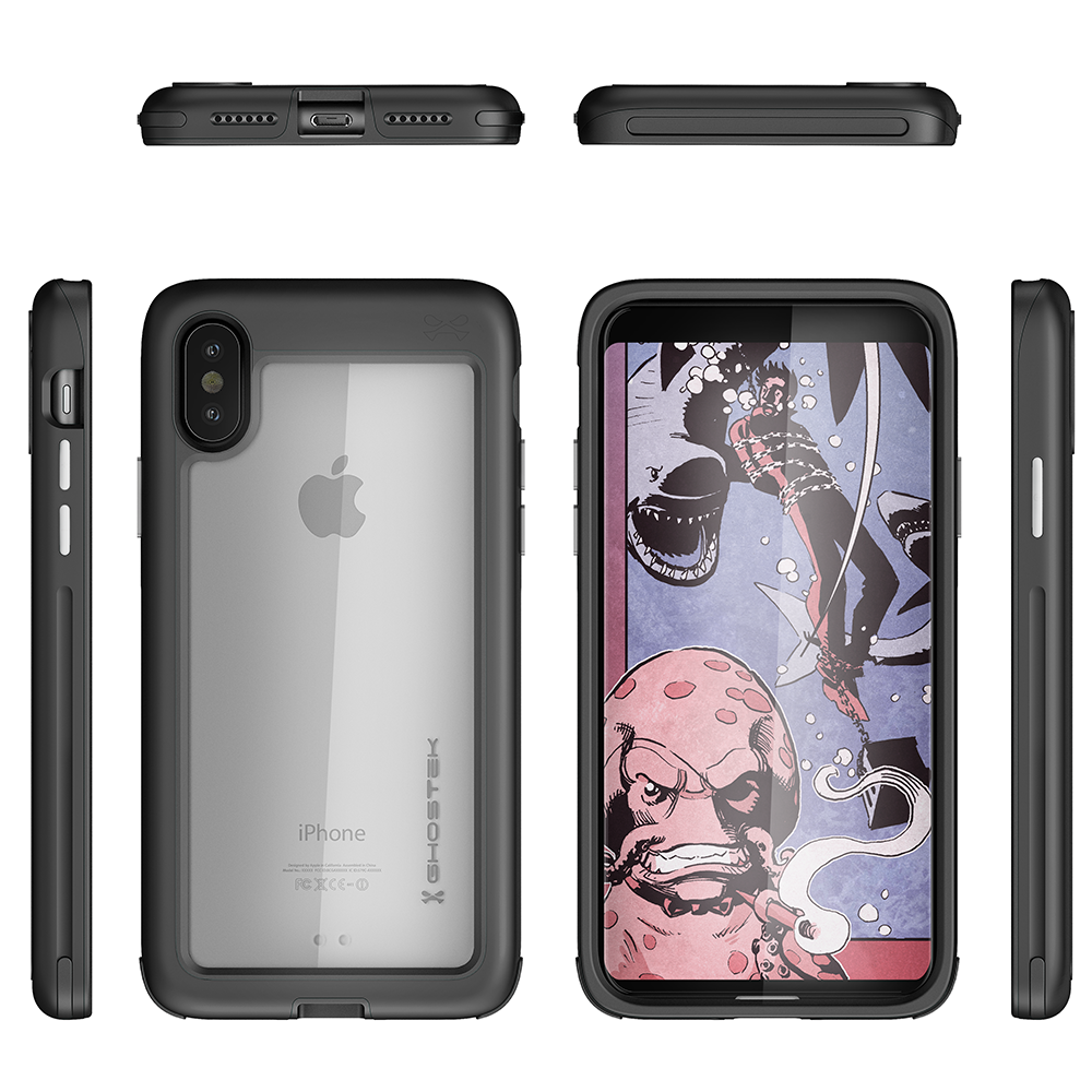 iPhone X Case, Ghostek Atomic Slim Fit with wireless Charging, Black