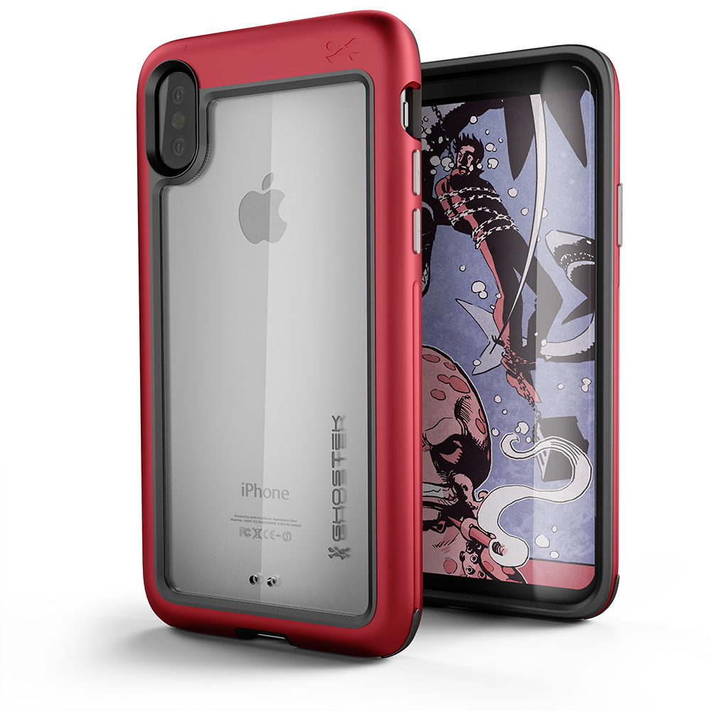iPhone X Case, Ghostek Atomic Slim Fit with wireless Charging, Red