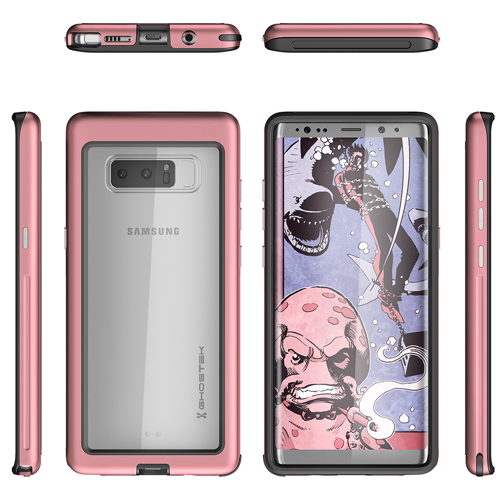 Galaxy Note 8 Punk Case, Ghostek Atomic Slim Shockproof Case, Pink