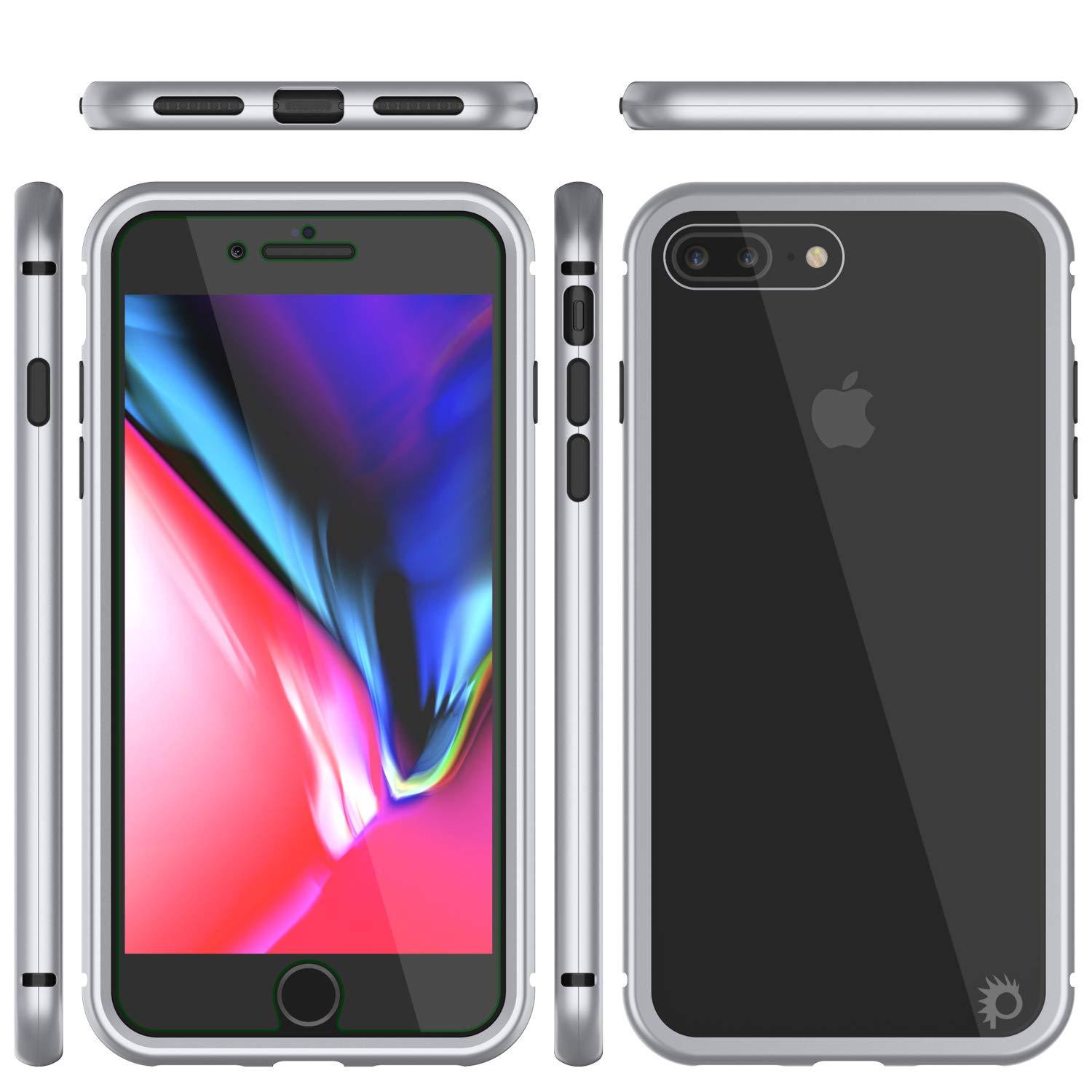 iPhone 8+ Plus Case, Punkcase Magnetix 2.0 Protective TPU Cover W/ Tempered Glass Screen Protector [Silver]