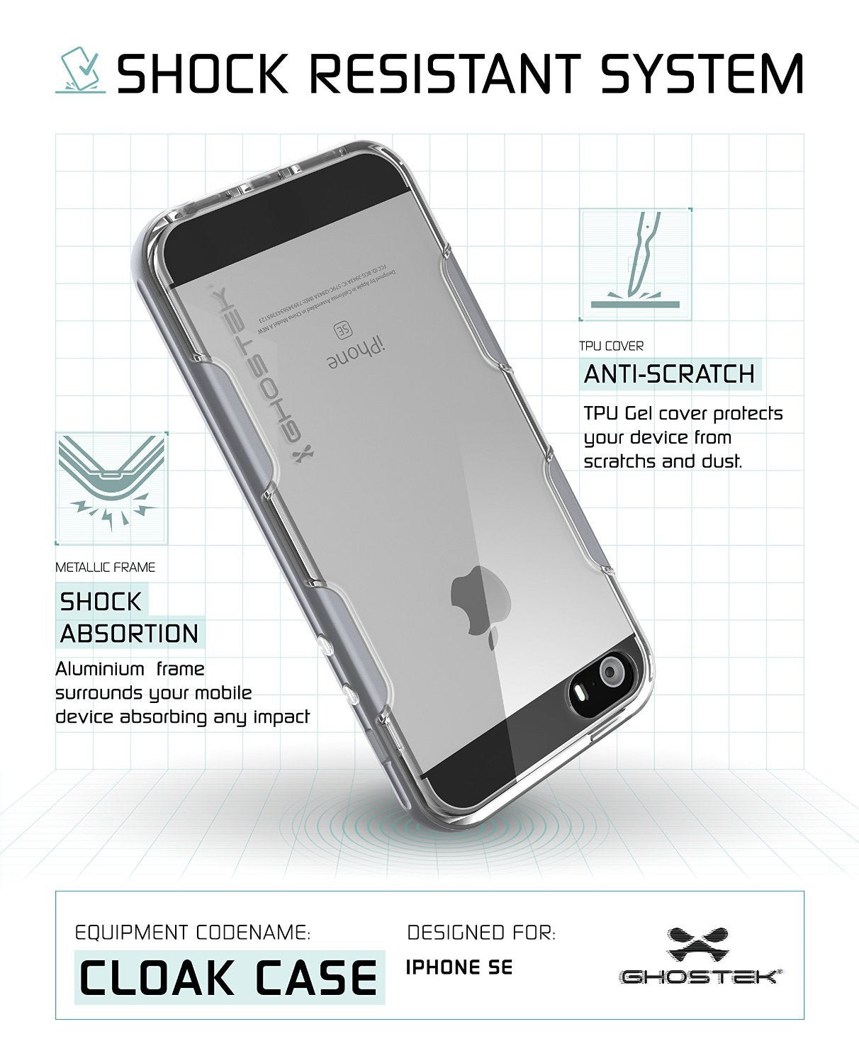 iPhone SE/5S/5 Case Ghostek® Cloak Silver Slim | Tempered Glass | Lifetime Warranty Exchange