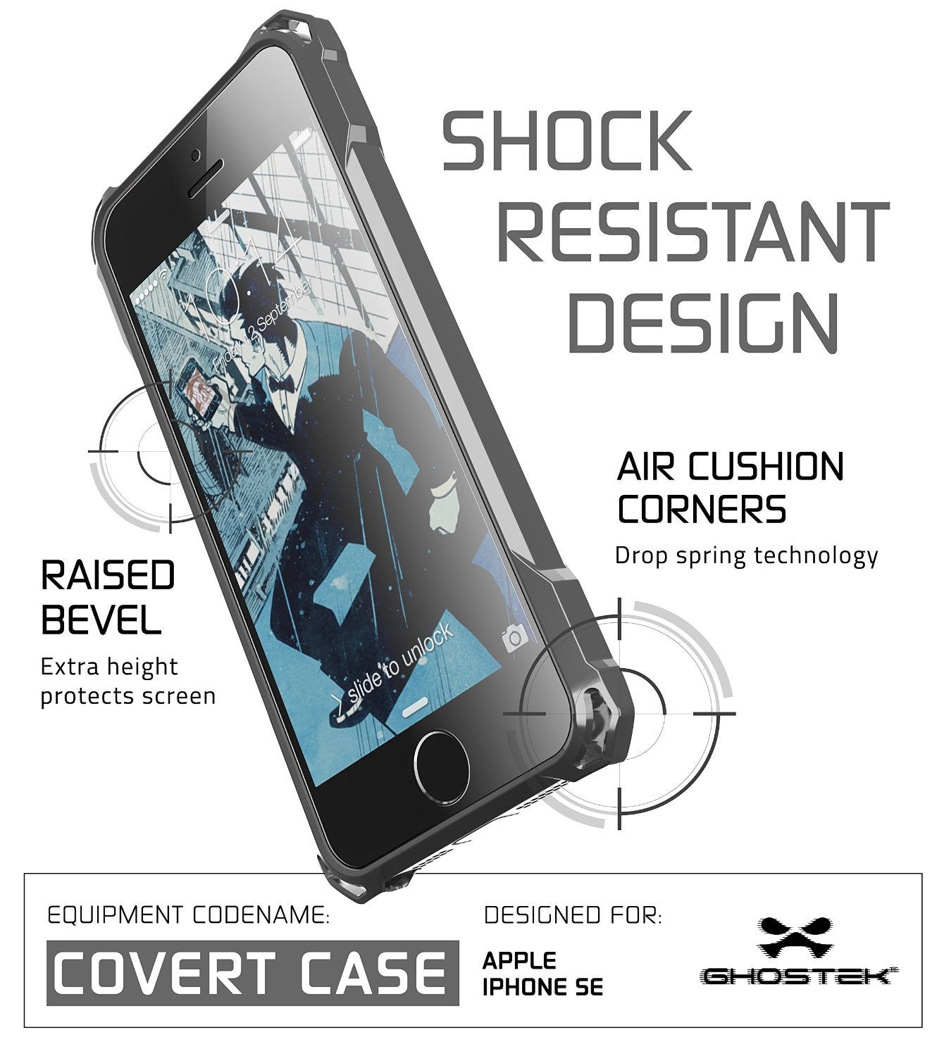 iPhone SE Case, Ghostek® Covert Space Grey, Premium Impact Protective | Lifetime Warranty Exchange