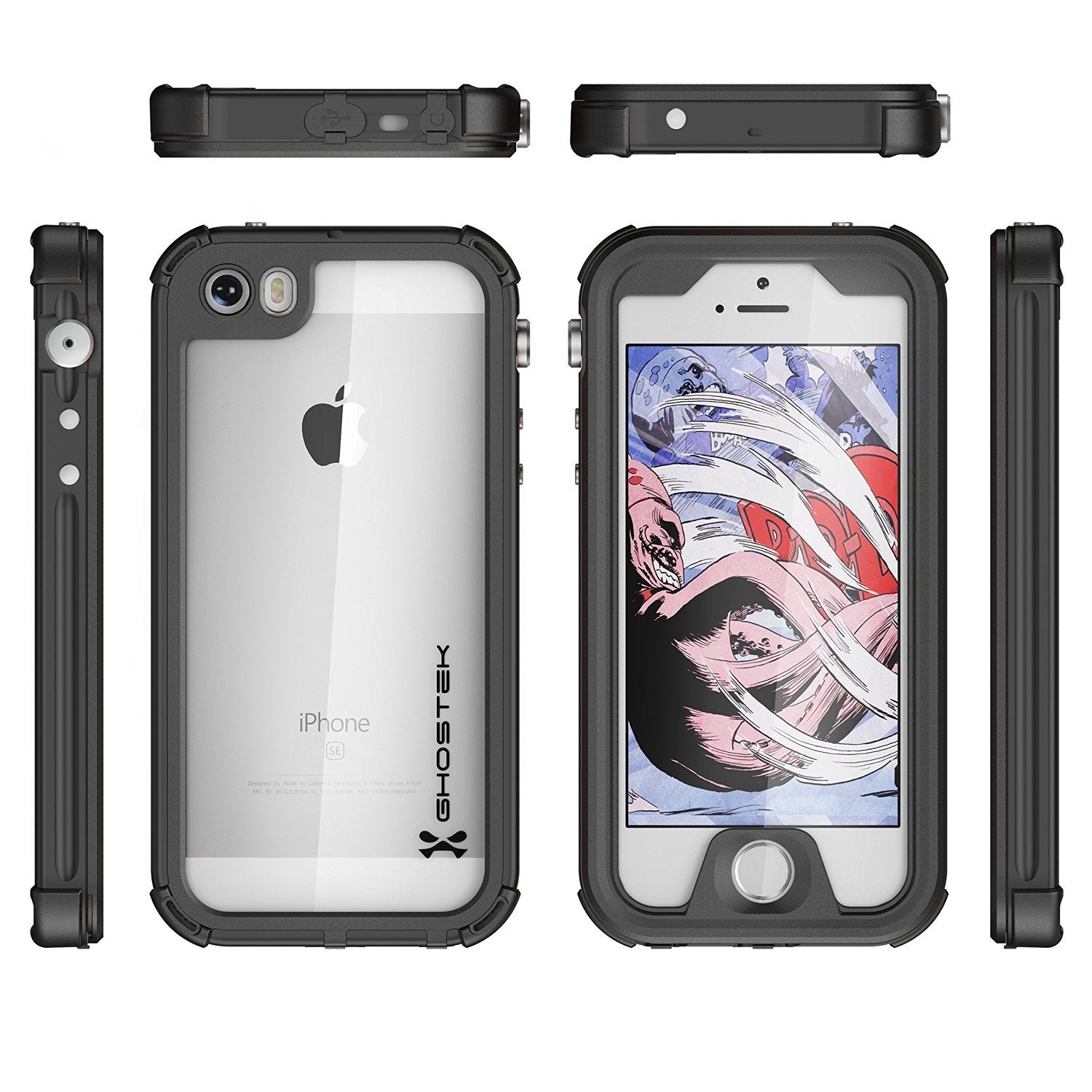 iPhone SE/5S/5 Waterproof Case, Ghostek® Atomic 3.0 Black Series | Underwater | Touch-ID