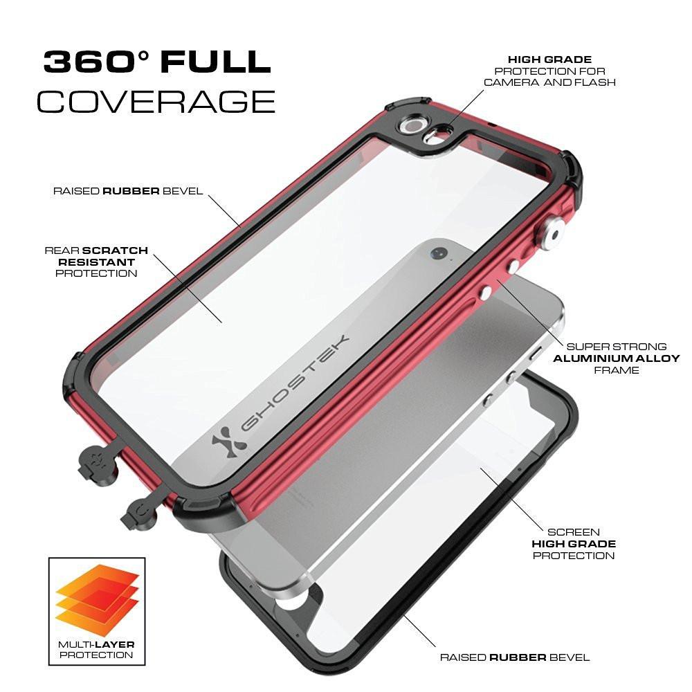 iPhone 7 Waterproof Case, Ghostek® Atomic 3.0 Red Series | Underwater | Touch-ID
