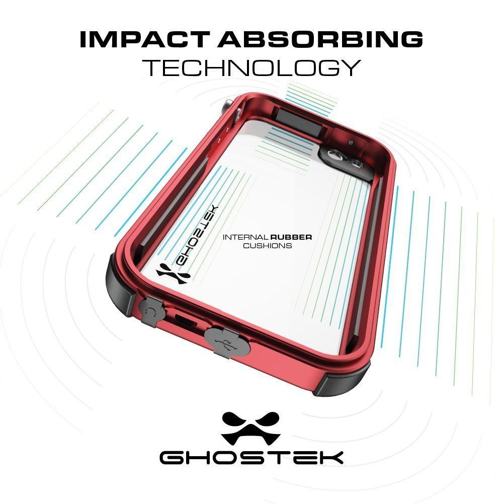 iPhone 7 Waterproof Case, Ghostek® Atomic 3 Series for Apple iPhone 7 | Underwater | Shockproof | Dirt-proof | Snow-proof | Aluminum Frame | Adventure Ready | Ultra Fit | Swimming (Red)