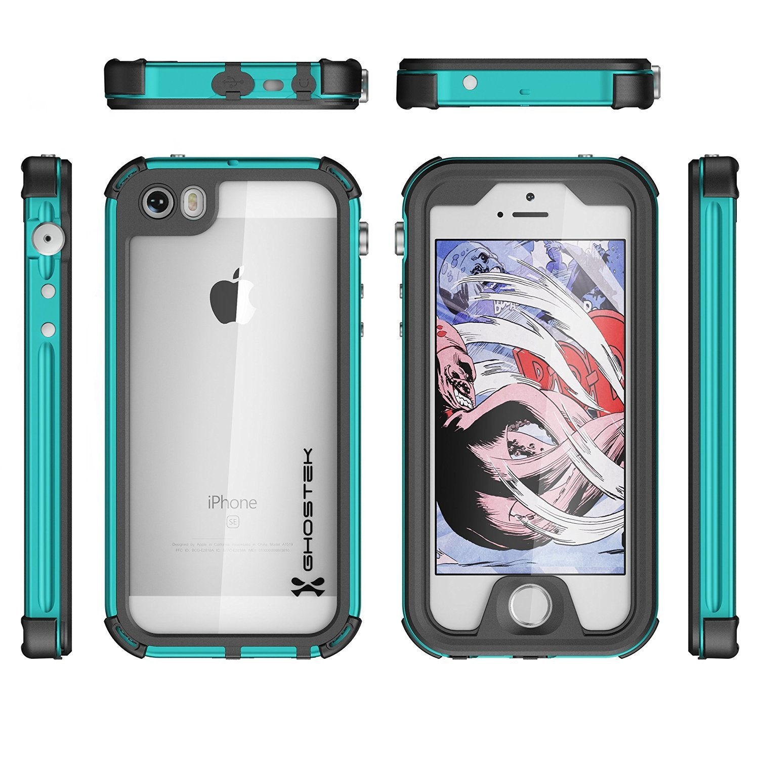 iPhone SE Waterproof Case, Ghostek® Atomic 3.0 Teal Series for Apple iPhone 5, 5S & SE