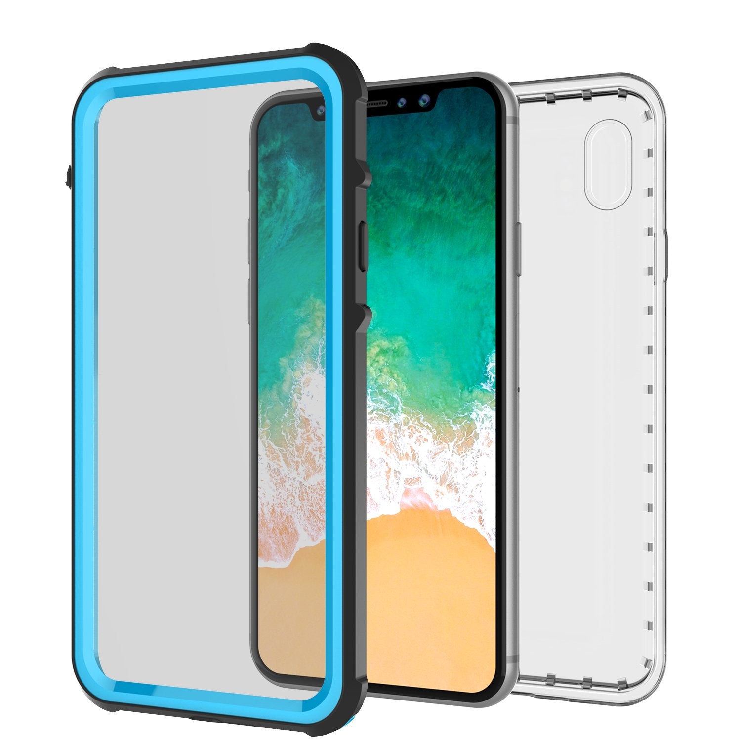 iPhone X Punkcase CRYSTAL SERIES Cover W/Screen Protector, Light blue