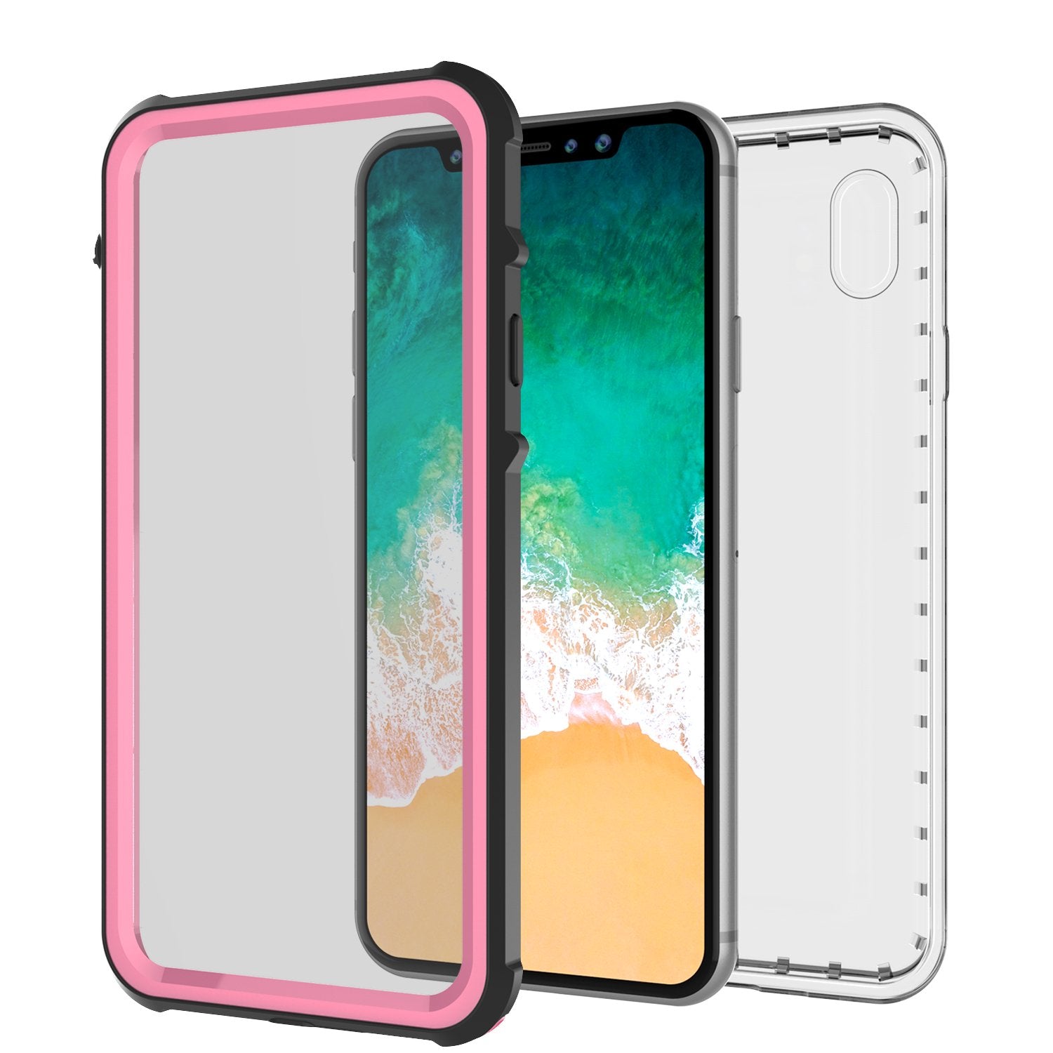 iPhone X Punkcase CRYSTAL SERIES Cover W/Screen Protector, Pink