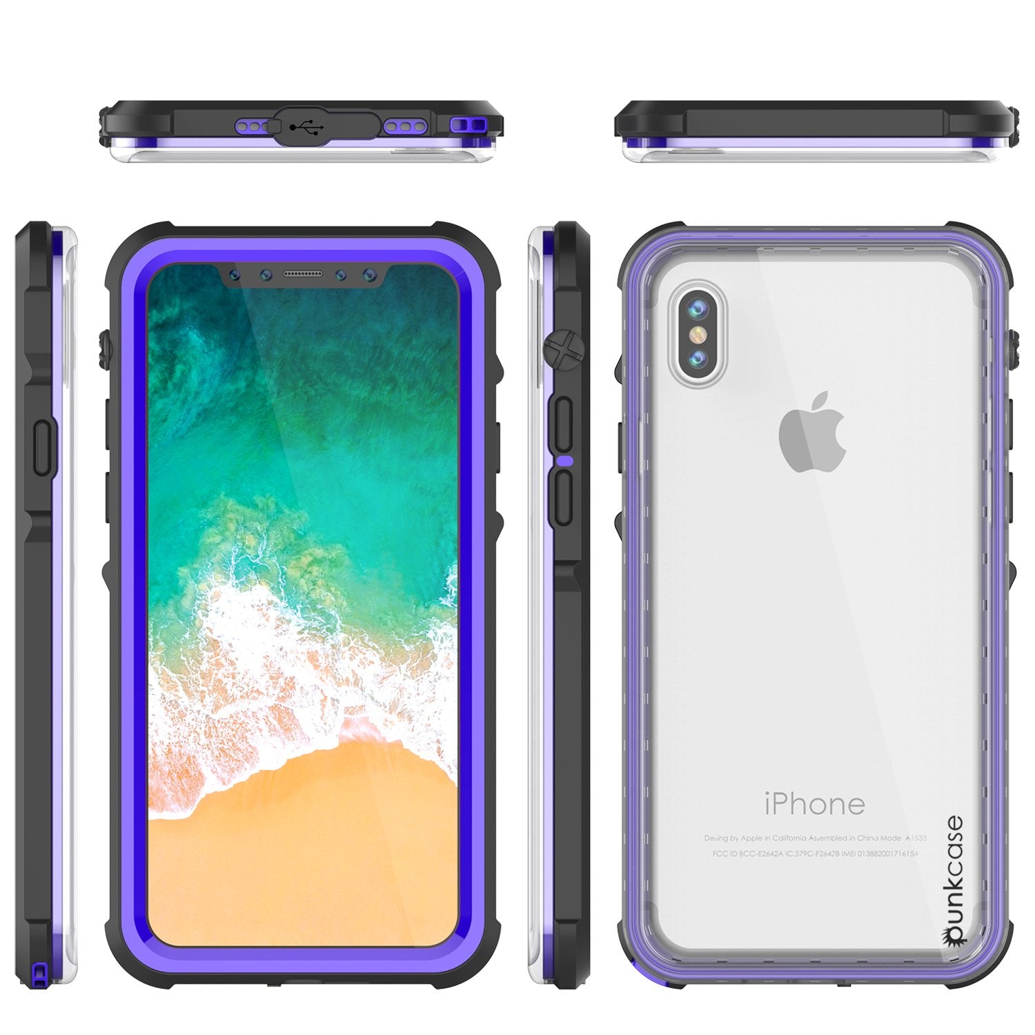 iPhone X Punkcase CRYSTAL SERIES Cover W/Screen Protector, Purple