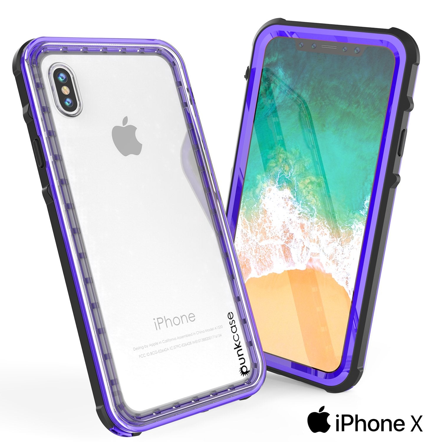 iPhone X Punkcase CRYSTAL SERIES Cover W/Screen Protector, Purple