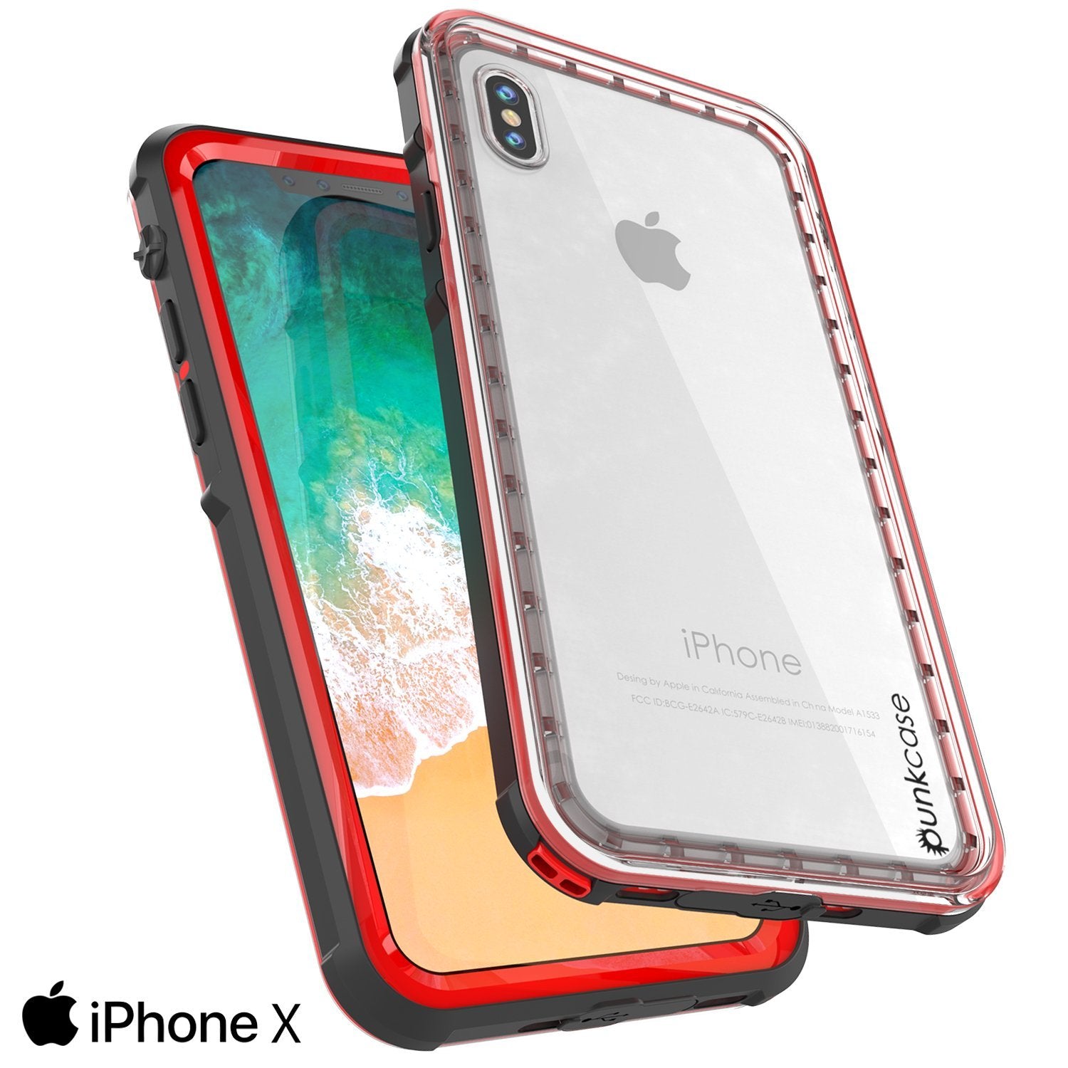 iPhone XS Case, PUNKCase [CRYSTAL SERIES] Protective IP68 Certified Cover [Red]