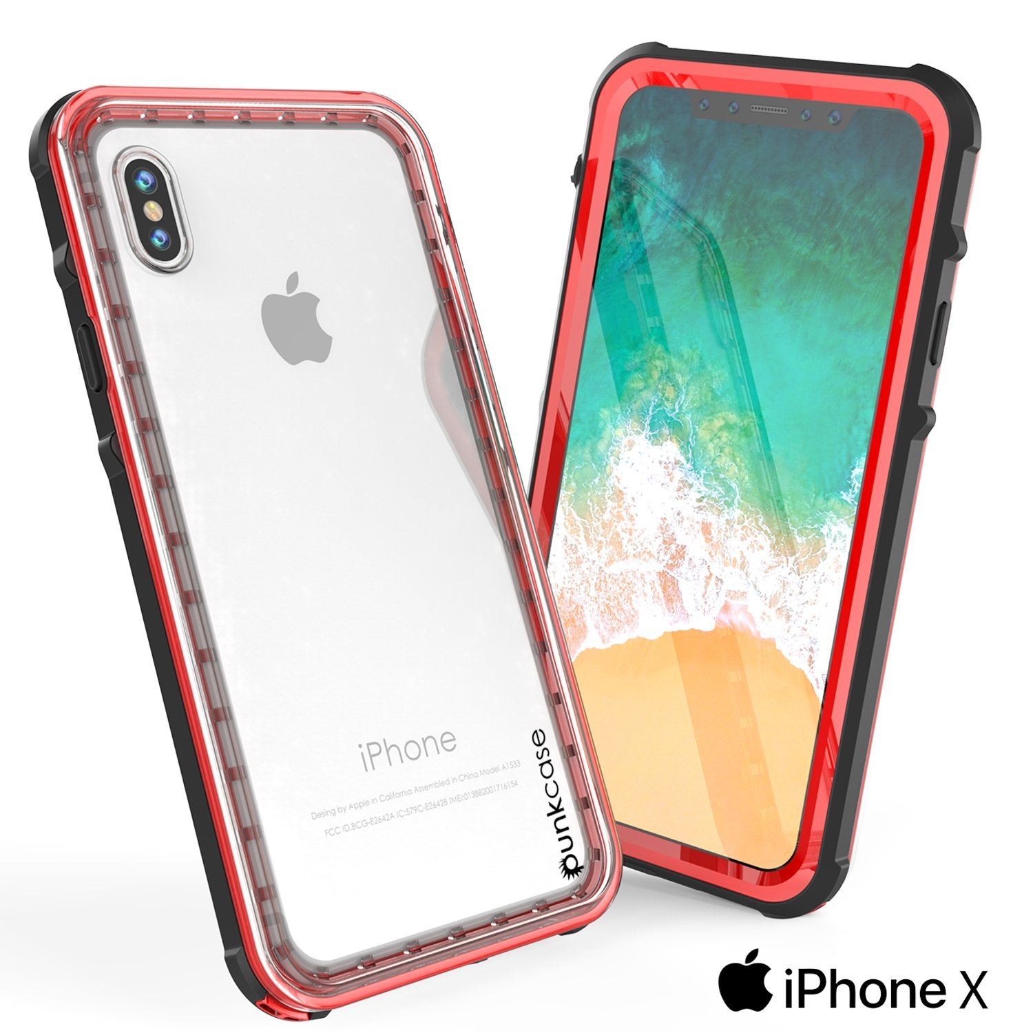 iPhone XS Case, PUNKCase [CRYSTAL SERIES] Protective IP68 Certified Cover [Red]