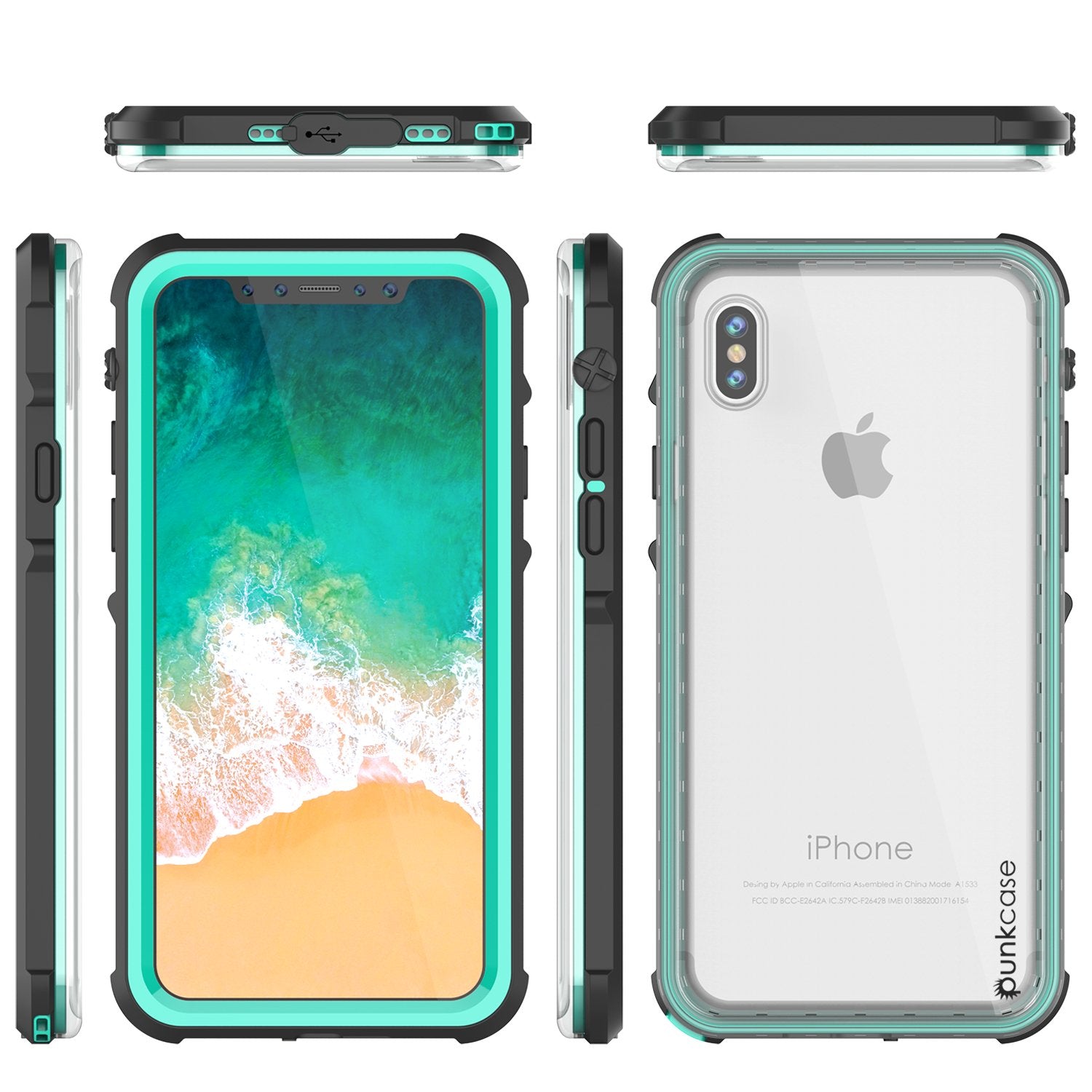 iPhone X Punkcase CRYSTAL SERIES Cover W/Screen Protector, [Teal]
