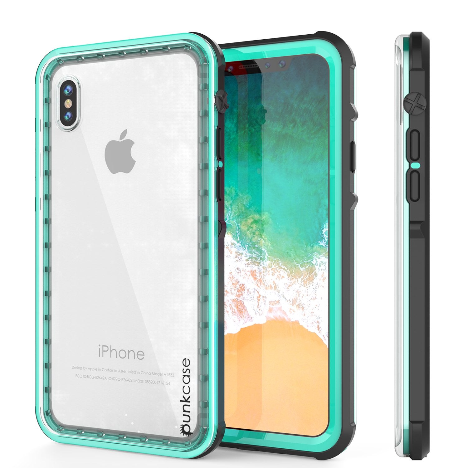 iPhone X Punkcase CRYSTAL SERIES Cover W/Screen Protector, [Teal]