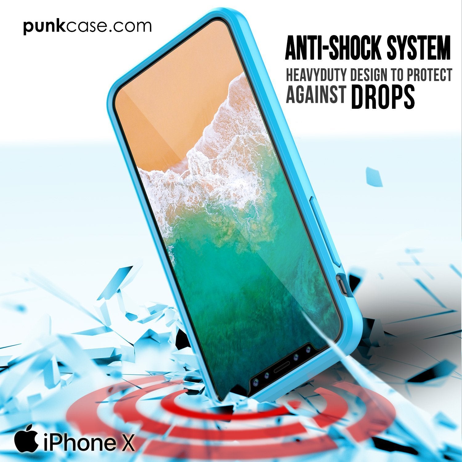 iPhone X Punkcase LUCID 2.0 Series Slim Fit Dual Layer Case Light Blue