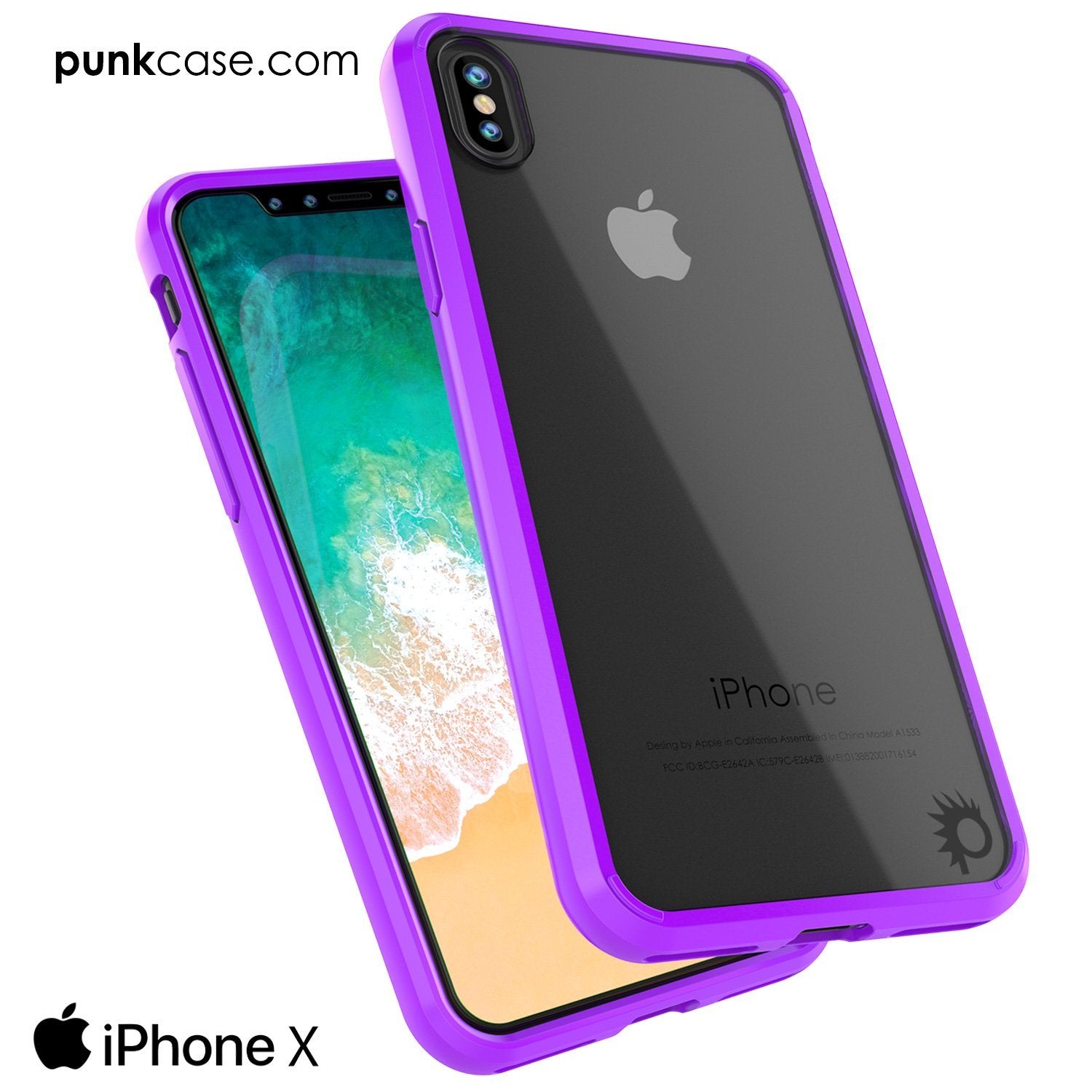 iPhone X Punkcase, LUCID 2.0 Series Slim Fit Dual Layer Cover, Purple