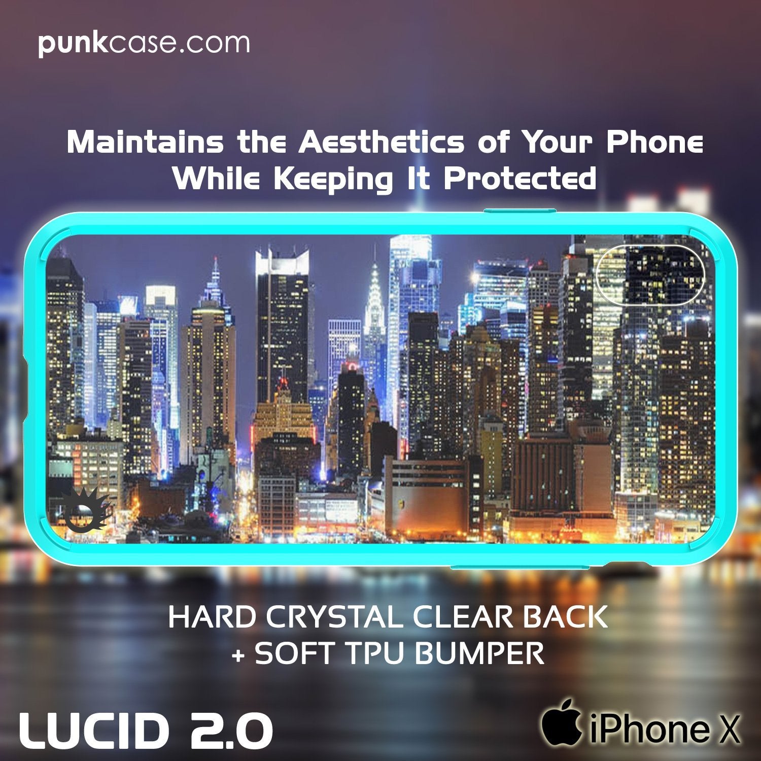 iPhone X Punkcase, [LUCID 2.0 Series] Slim Fit Dual Layer Cover, Teal