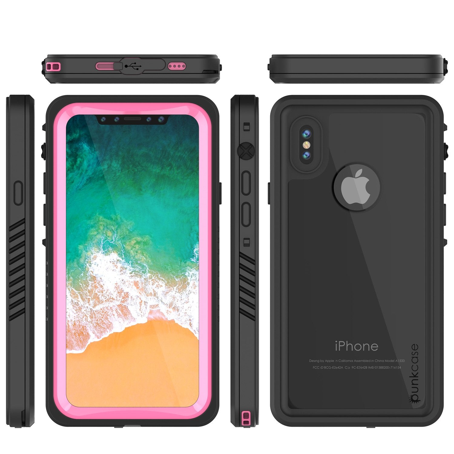 iPhone X Case, Extreme Series Armor Cover W/Screen Protector [Pink]