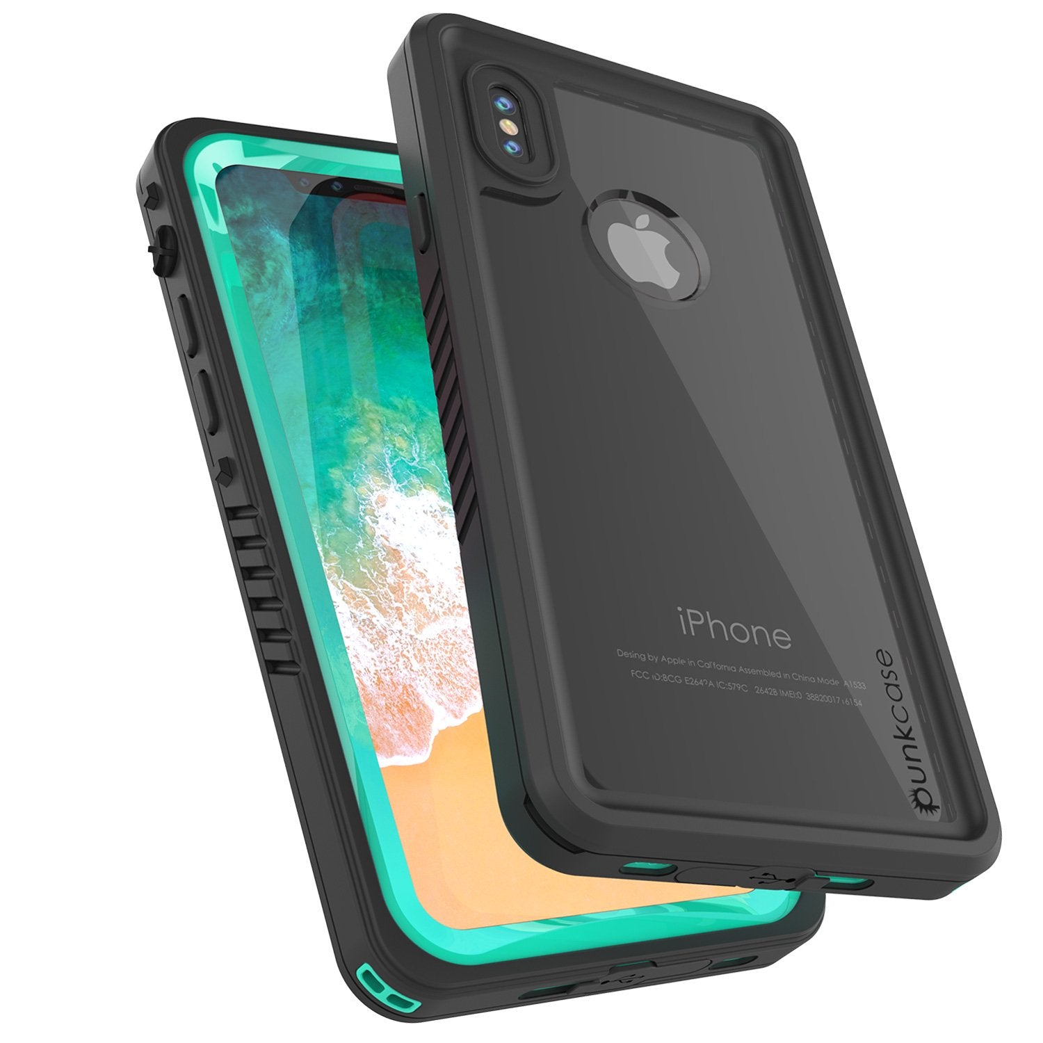 iPhone X Punkase, Extreme Series Cover W/Screen Protector [Teal]