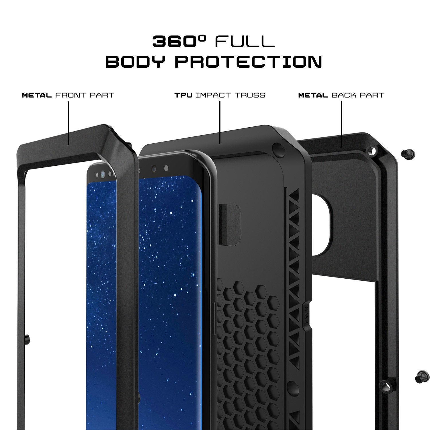 Galaxy S8 Plus Metal PunkCase, Heavy Duty Militar Armor Cover, Black