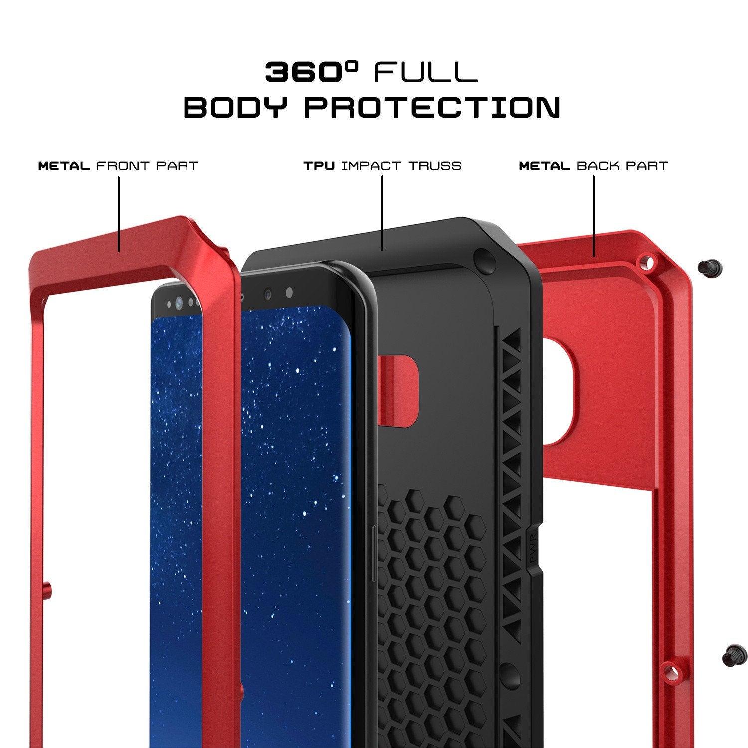 Galaxy S8 Metal Case, Heavy Duty Military Grade Rugged Cover [RED]