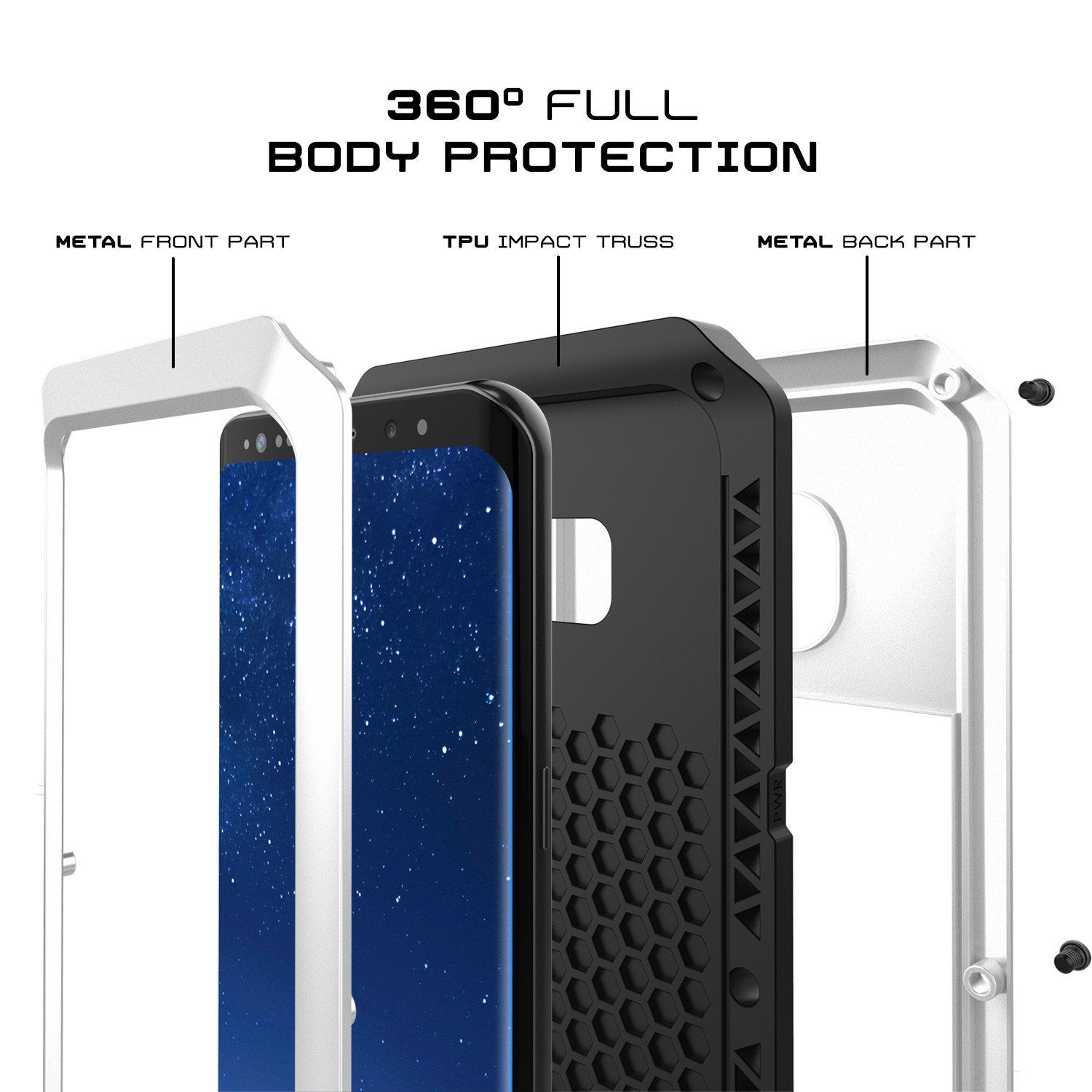 Galaxy S8 Plus Metal PunkCase, Heavy Duty Militar Armor Cover, White