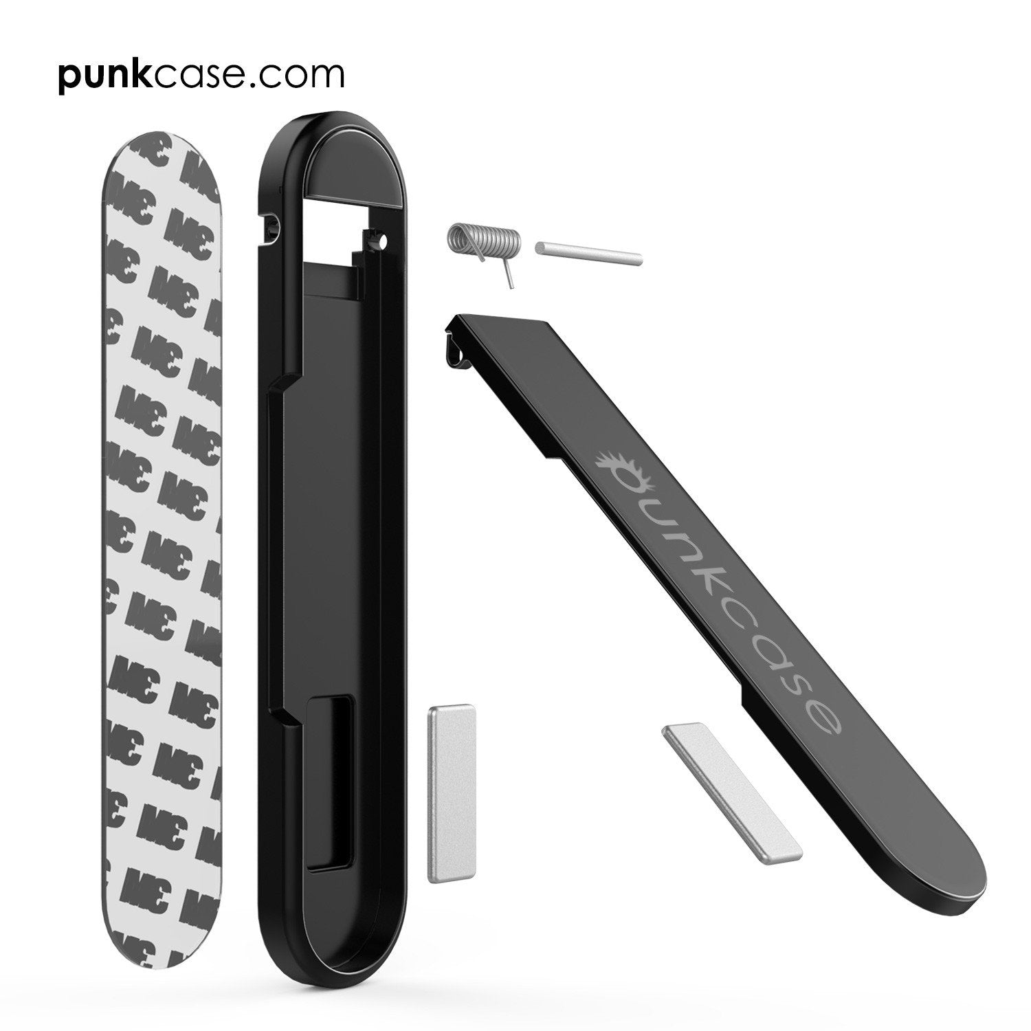 PUNKCASE FlickStick Universal Cell Phone Kickstand for all Mobile Phones & Cases with Flat Backs, One Finger Operation (Black)