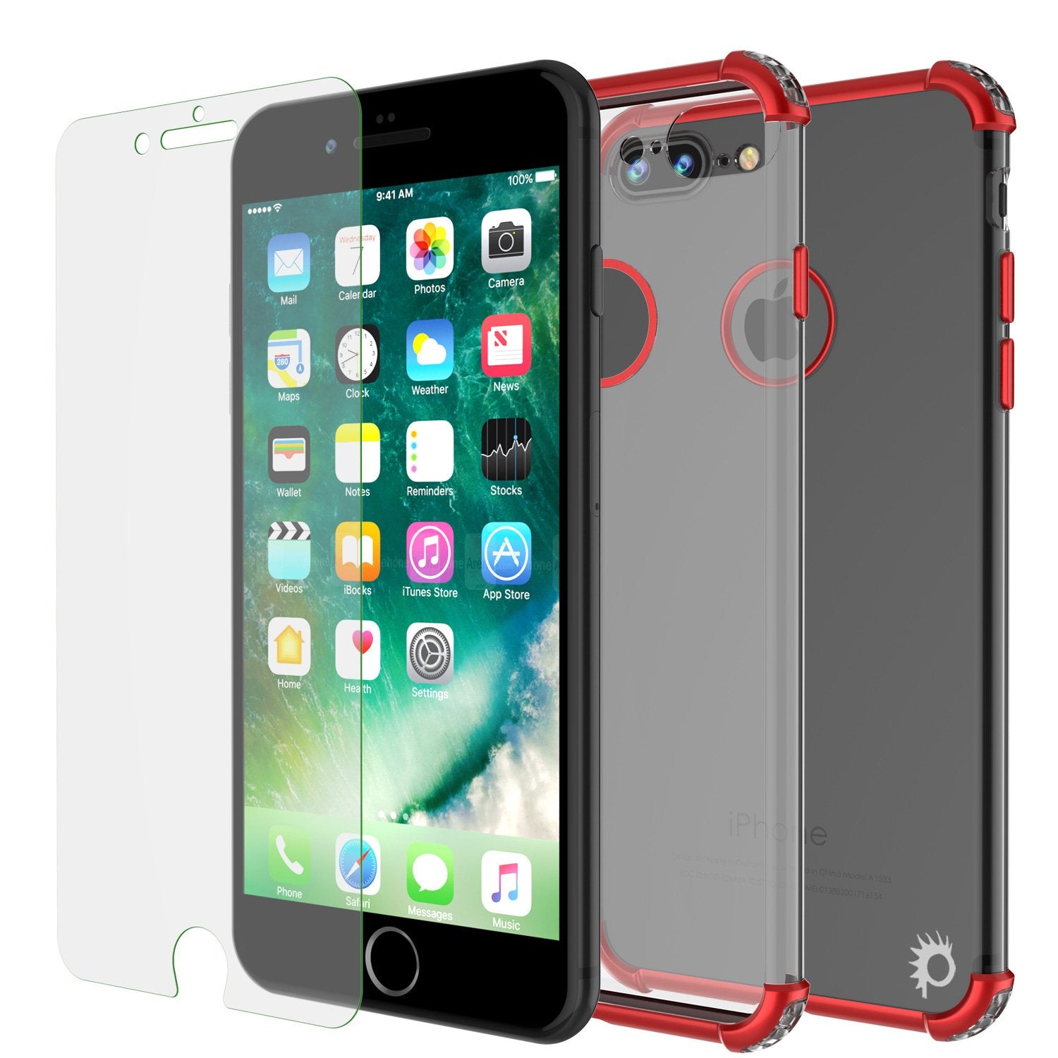iPhone 7 PLUS Case, Punkcase [BLAZE SERIES] Protective Cover W/ PunkShield Screen Protector [Shockproof] [Slim Fit] for Apple iPhone 7 PLUS [Red]