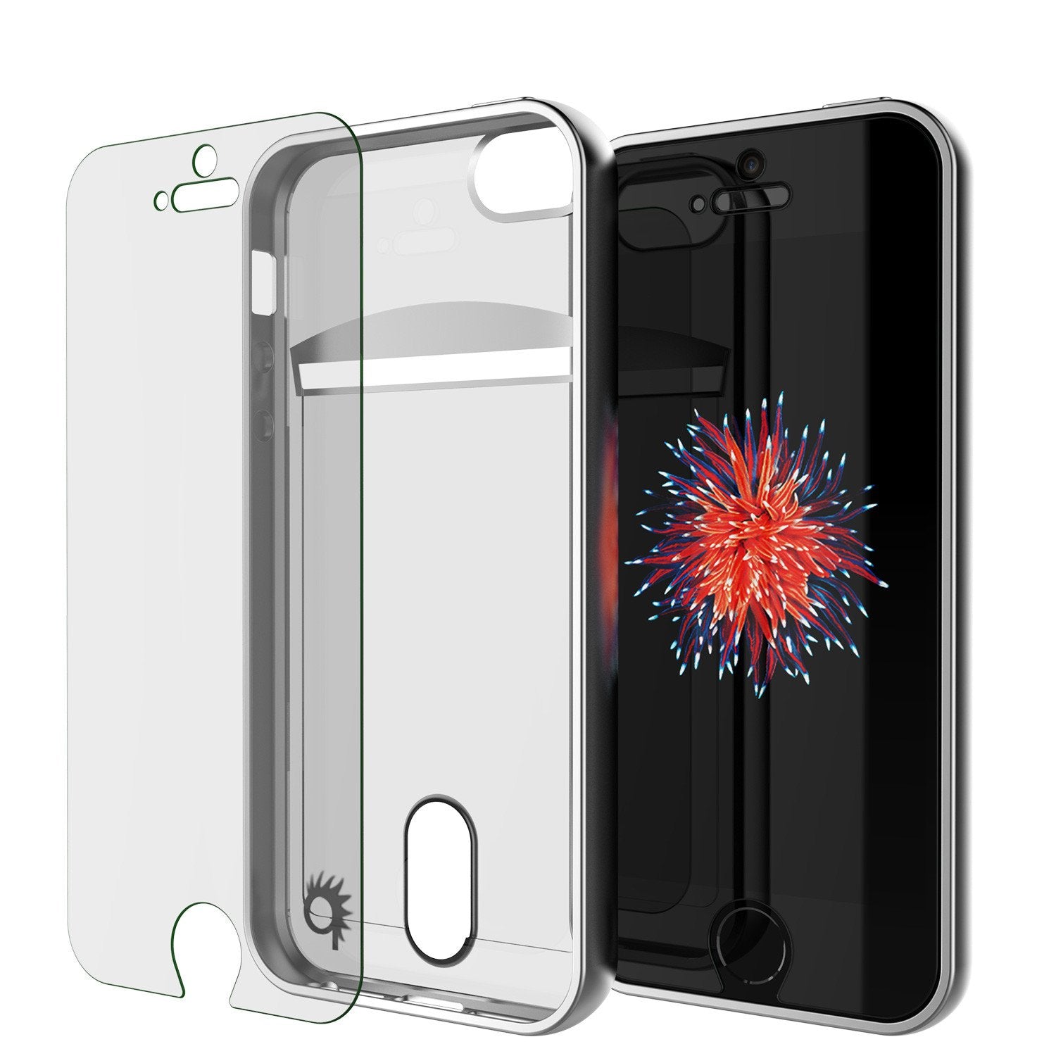 iPhone SE/5S/5 Case, PUNKCASE® LUCID Silver Series | Card Slot | SHIELD Screen Protector | Ultra fit