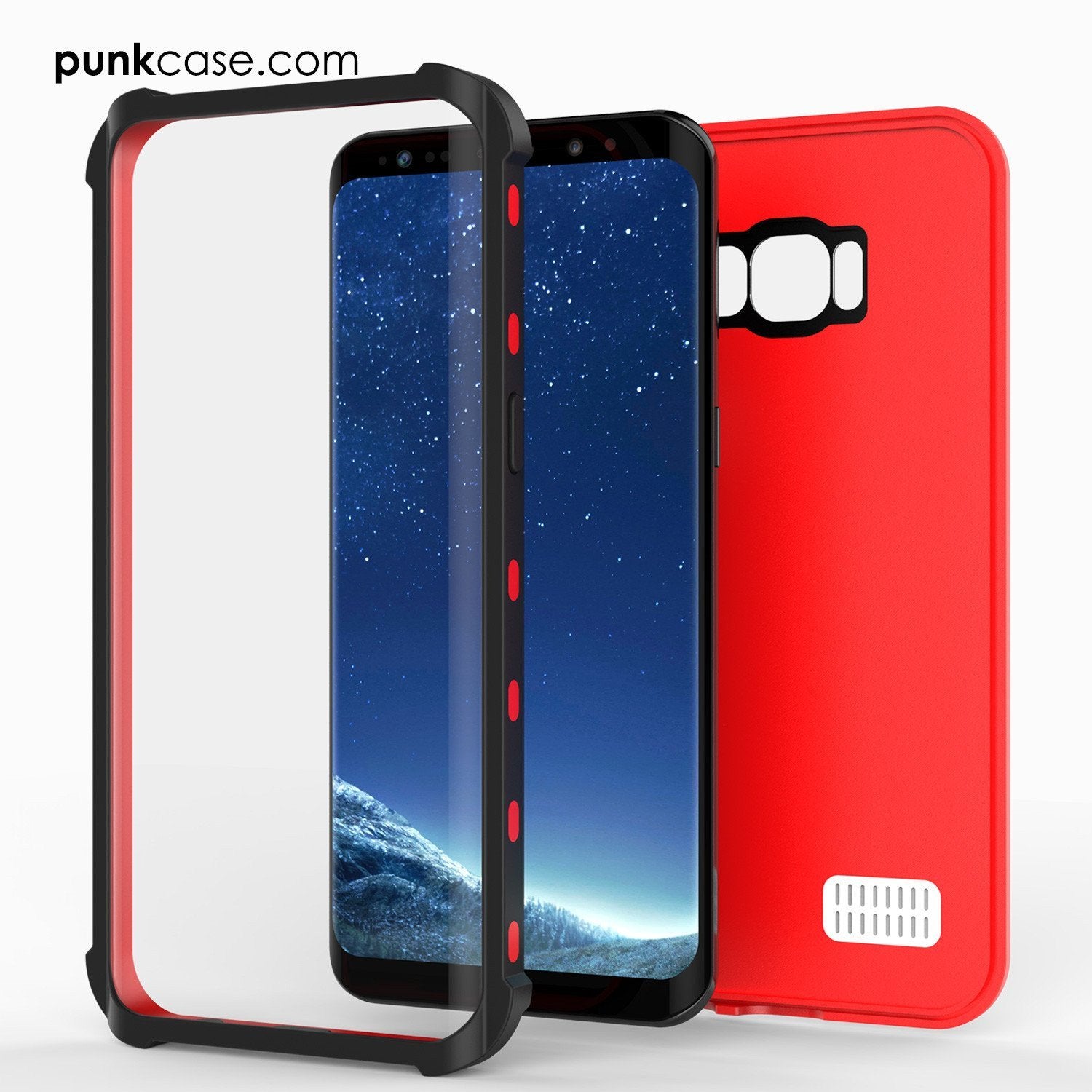Galaxy S8 Punkcase KickStud Series W/Built-In Kickstand Case [Red]