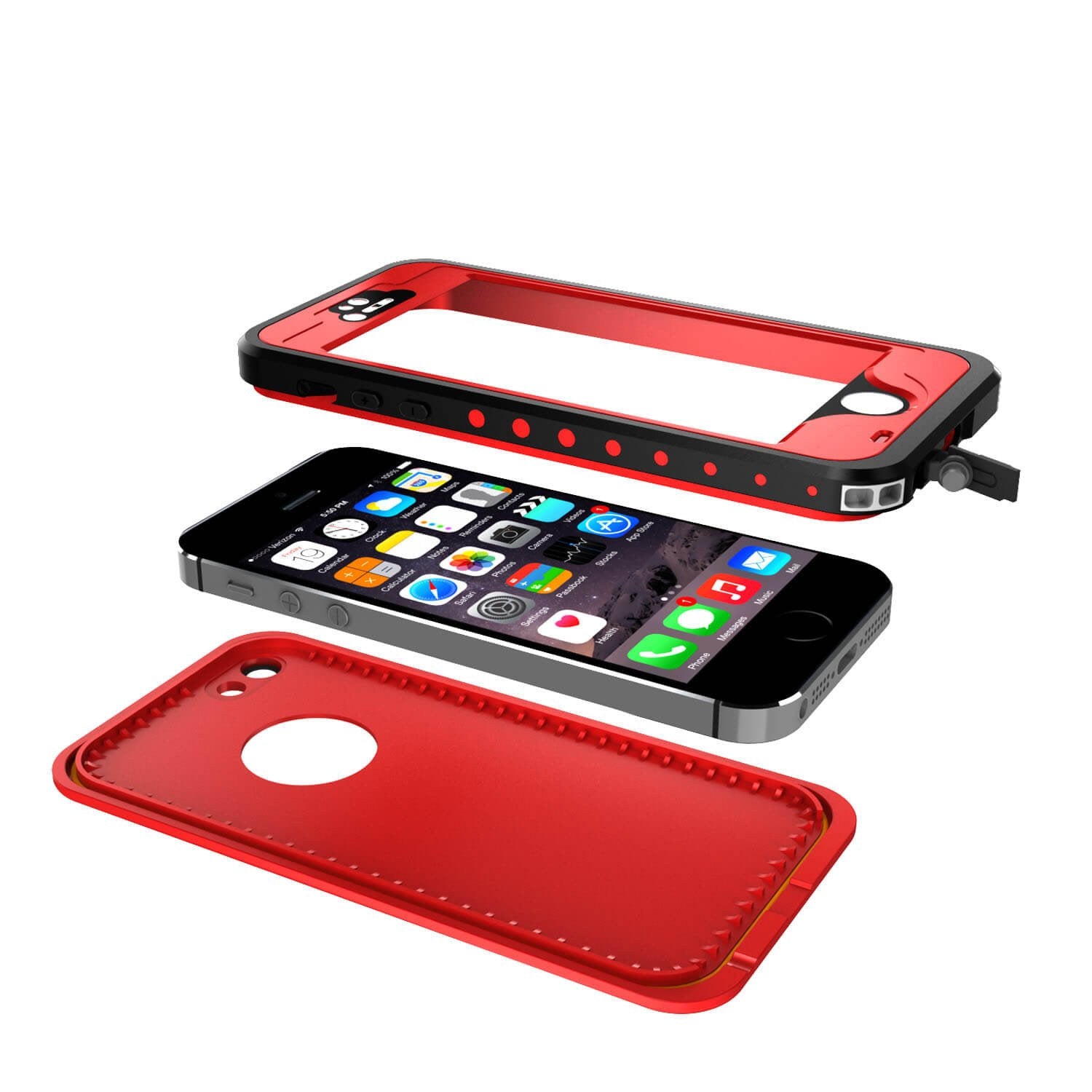 iPhone 5S/5 Waterproof Case, PunkCase StudStar Red Case Water/Shock/Dirt Proof | Lifetime Warranty