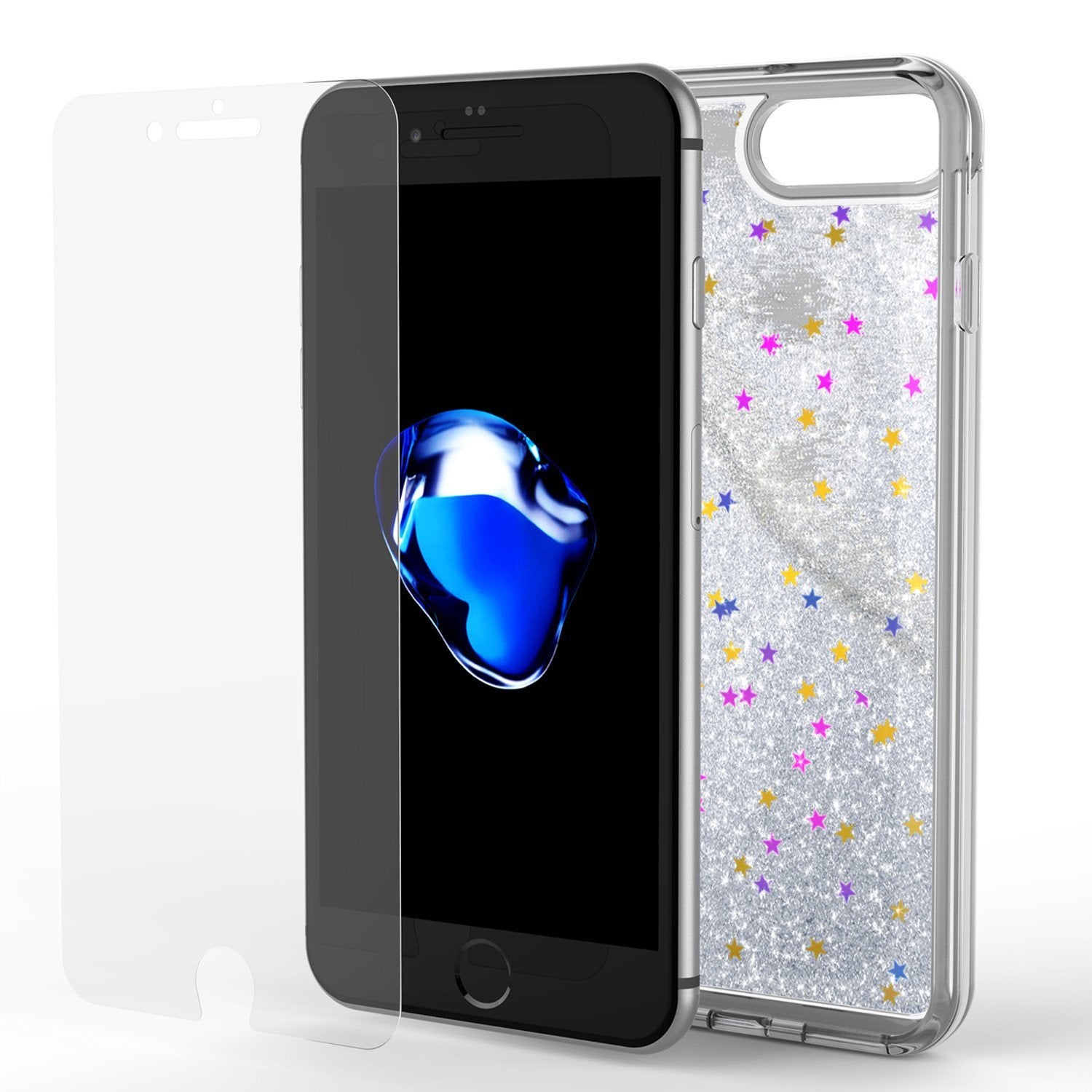 iPhone 8+ Plus Case Punkcase Liquid Silver Glitter Cover Series
