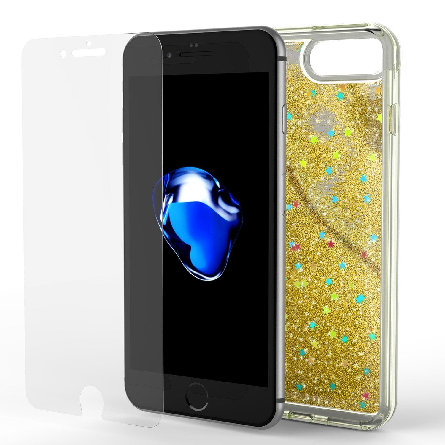 iPhone 8+ Plus Case Punkcase Liquid Gold, Floating Glitter Cover Series