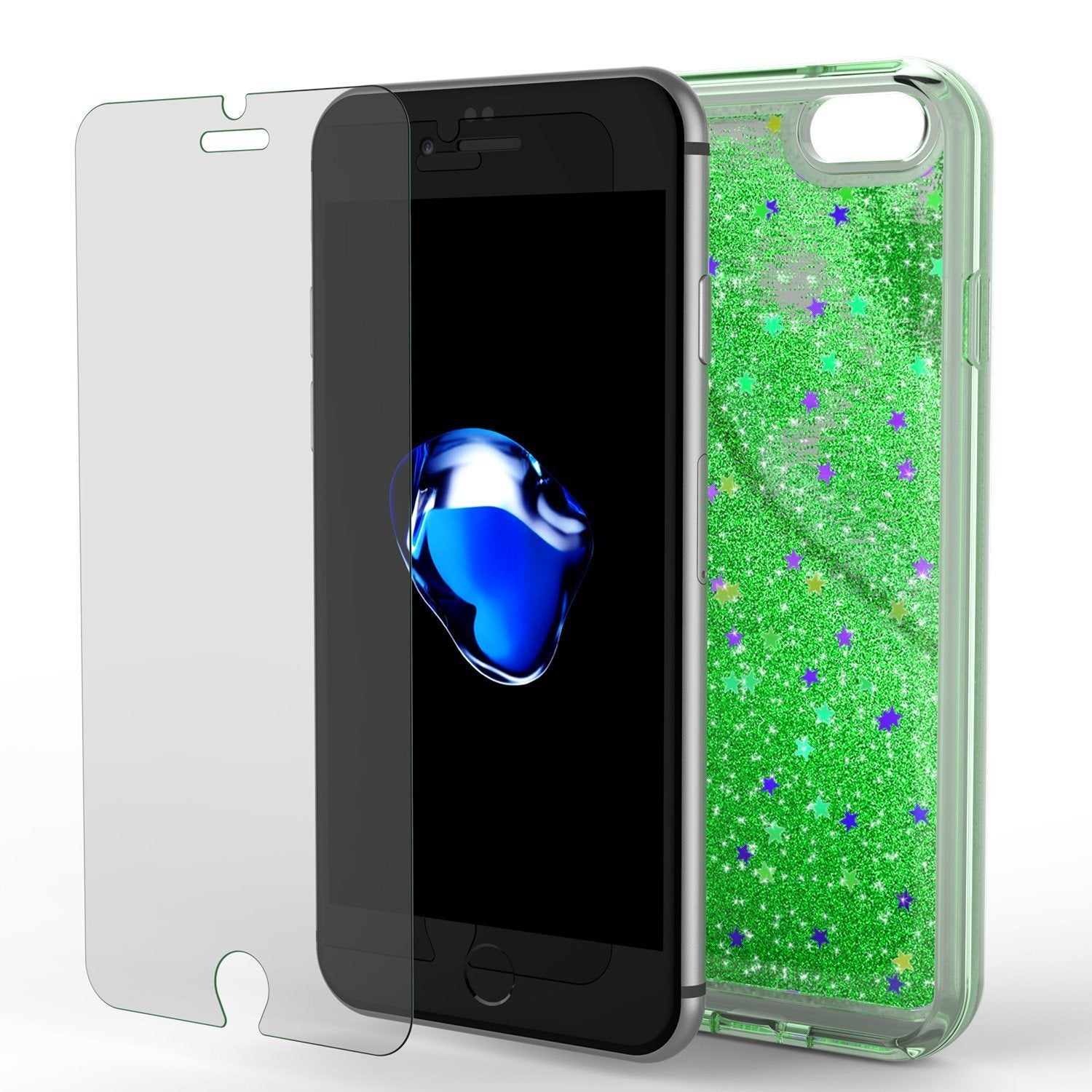 iPhone SE (4.7") Case, PunkCase LIQUID Green Series, Protective Dual Layer Floating Glitter Cover