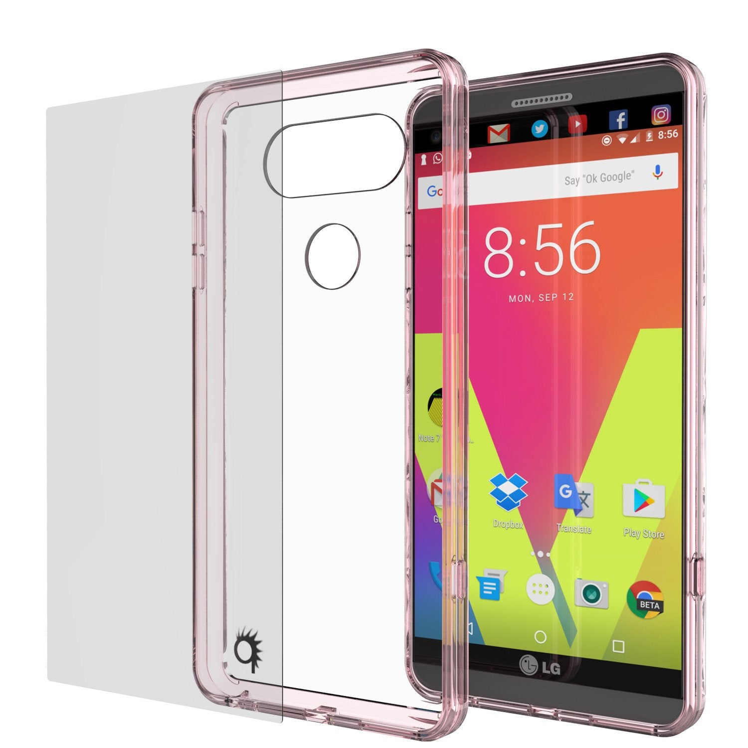 LG v20 Case Punkcase® LUCID 2.0 Crystal Pink Series w/ PUNK SHIELD Glass Screen Protector | Ultra Fit
