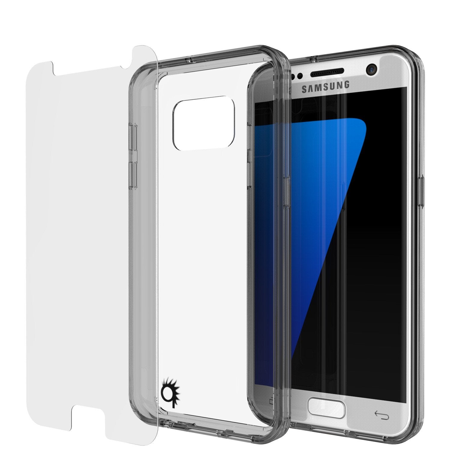 S7 Case Punkcase® LUCID 2.0 Crystal Black Series w/ PUNK SHIELD Glass Screen Protector | Ultra Fit