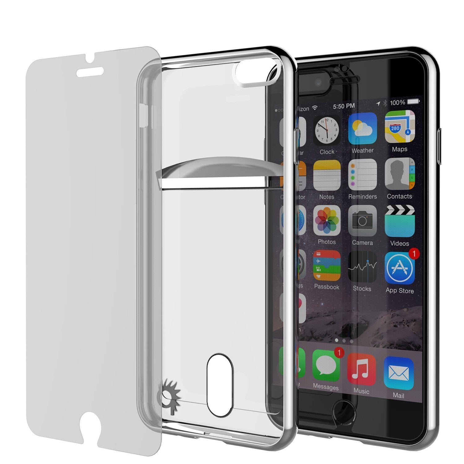 iPhone 8 Case, PUNKCASE® LUCID Silver Series | Card Slot | SHIELD Screen Protector | Ultra fit