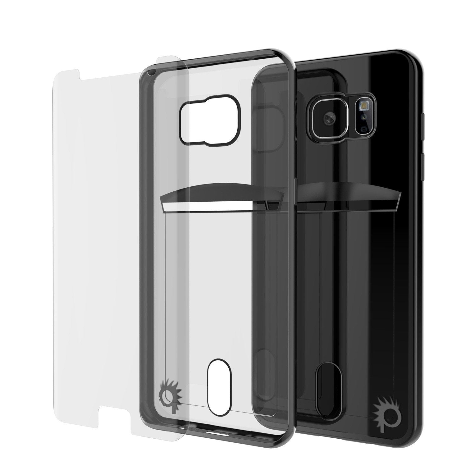 Galaxy S6 EDGE+ Plus Case, PUNKCASE® LUCID Black Series | Card Slot | SHIELD Screen Protector