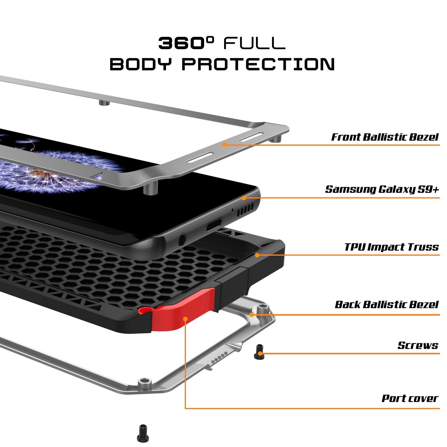 Galaxy S9 Plus Metal PunkCase Heavy Duty Military Grade Rugged Silver