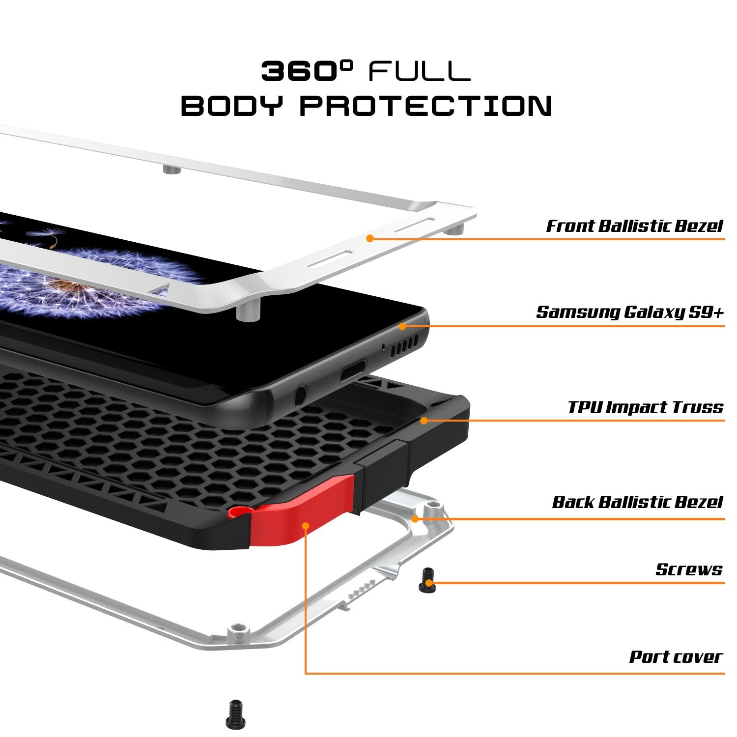 Galaxy S9 Plus Metal PunkCase Heavy Duty Military Grade Rugged, White