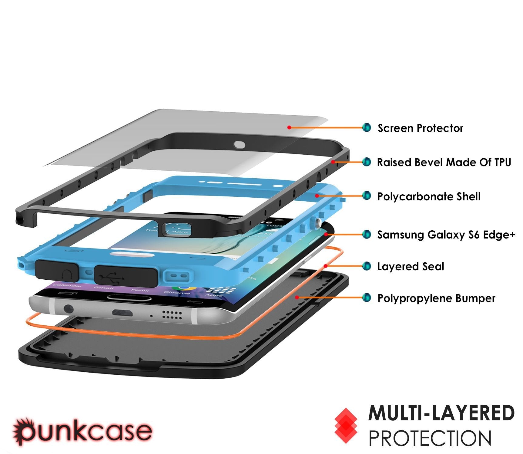 Galaxy s6 EDGE Plus Waterproof Case, Punkcase StudStar Light Blue Series | Lifetime Warranty