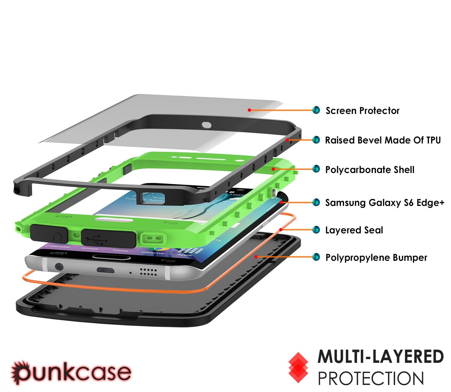 Galaxy s6 EDGE Plus Waterproof Case, Punkcase StudStar Light Green Series | Lifetime Warranty