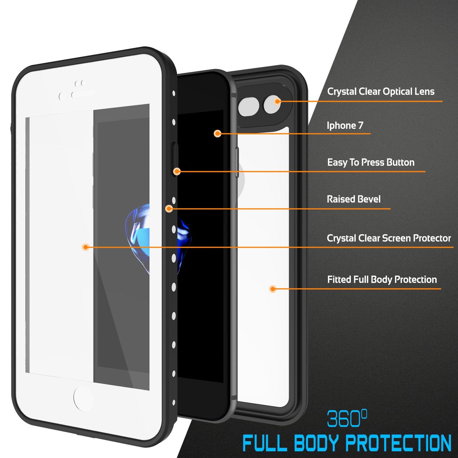 iPhone 7 Waterproof IP68 Case, Punkcase [White] [StudStar Series] [Slim Fit] [Dirtproof] [Snowproof]