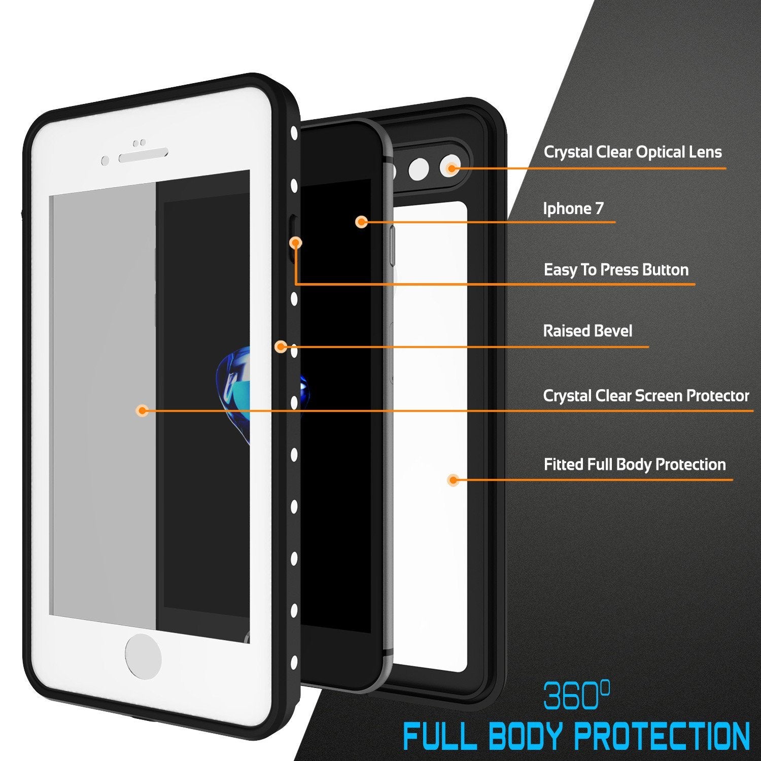 iPhone 8+ Plus Waterproof IP68 Case, Punkcase [White] [StudStar Series] [Slim Fit] [Dirtproof]