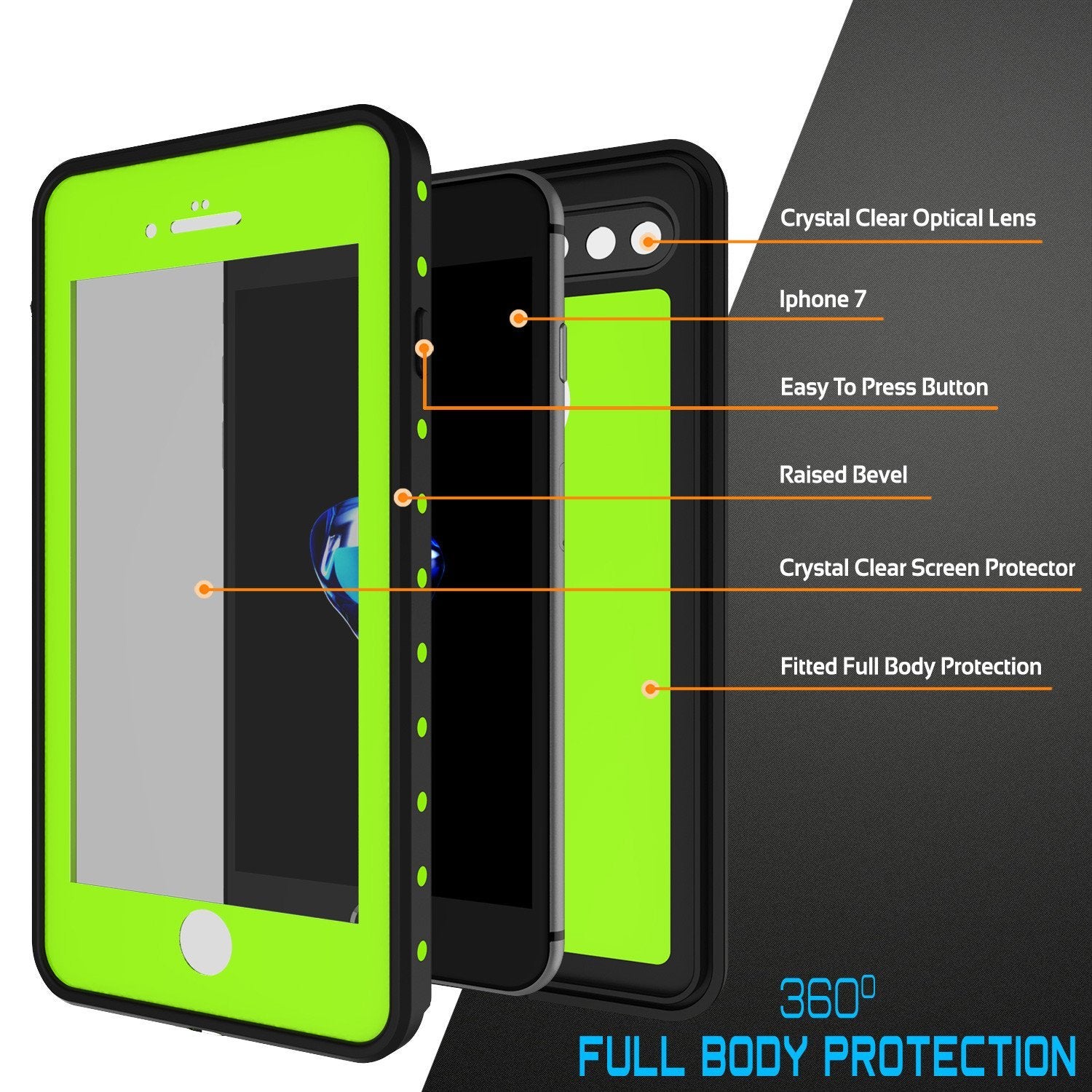 iPhone 8+ Plus Waterproof IP68 Case, Punkcase [Light Green] [StudStar Series] [Slim Fit] [Dirtproof]