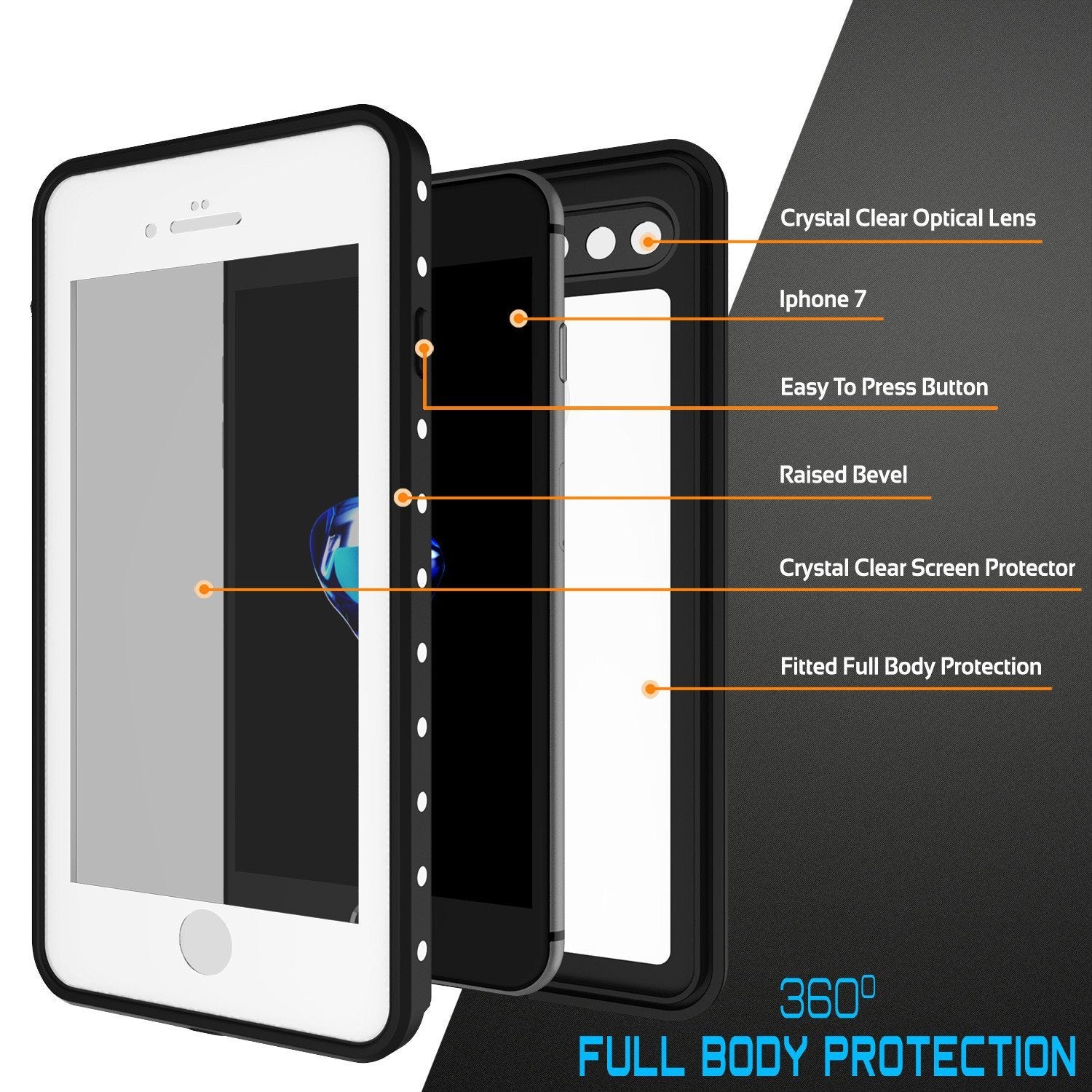 iPhone 8+ Plus Waterproof Case, Punkcase [StudStar Series] [White]