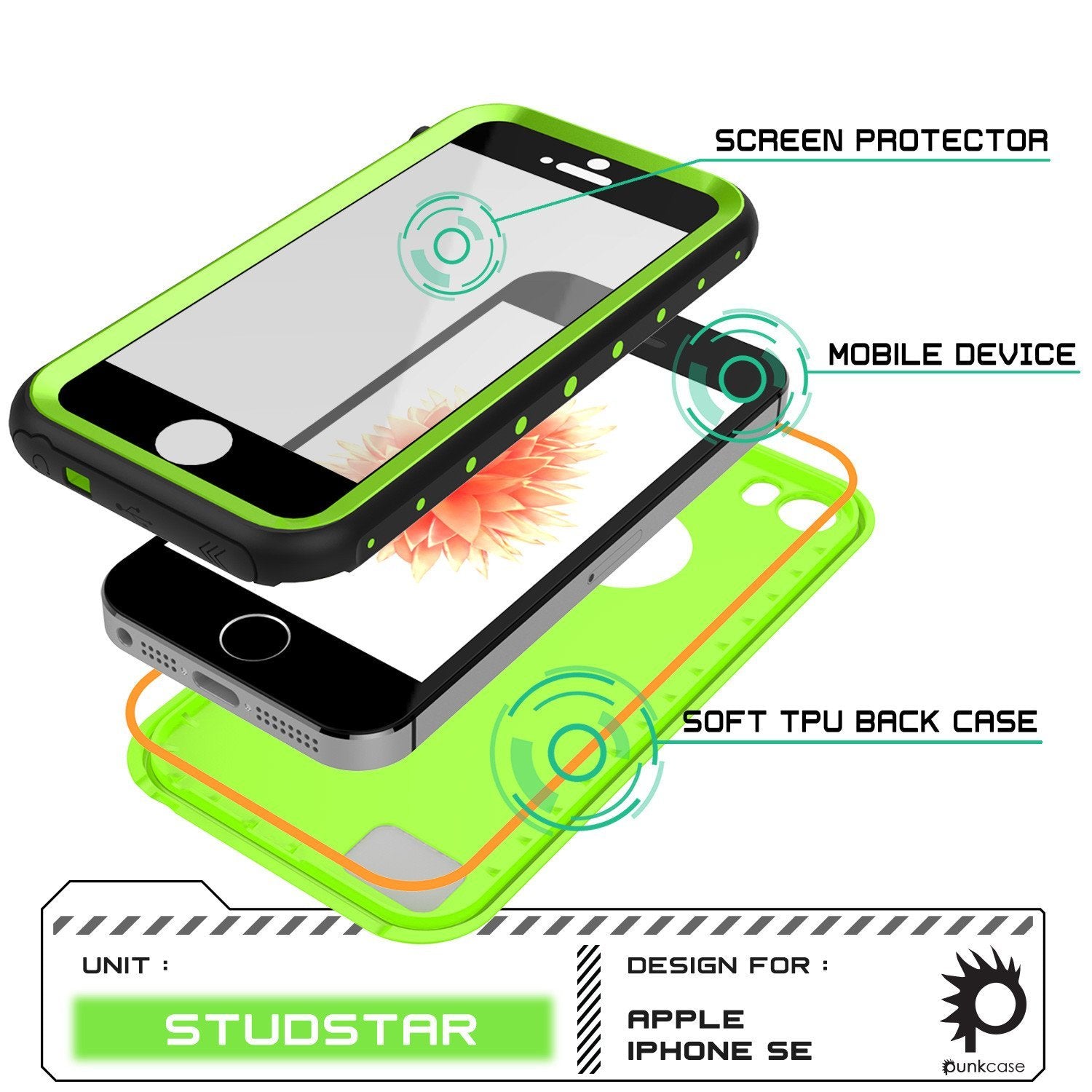 iPhone SE/5S/5 Waterproof Case, PunkCase StudStar Light Green Shock/Dirt Proof | Lifetime Warranty