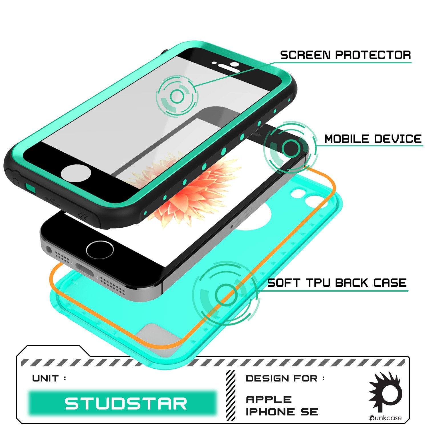 iPhone SE/5S/5 Waterproof Case, PunkCase StudStar Teal Shock/Dirt/Snow Proof | Lifetime Warranty