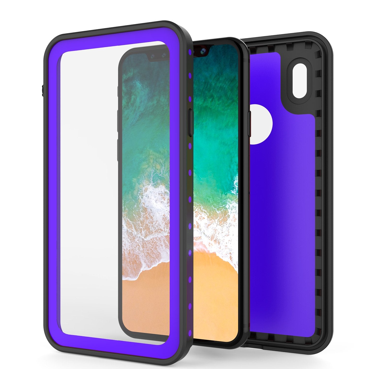 iPhone X Plus Waterproof Case, Punkcase StudStar Series Cover, Purple